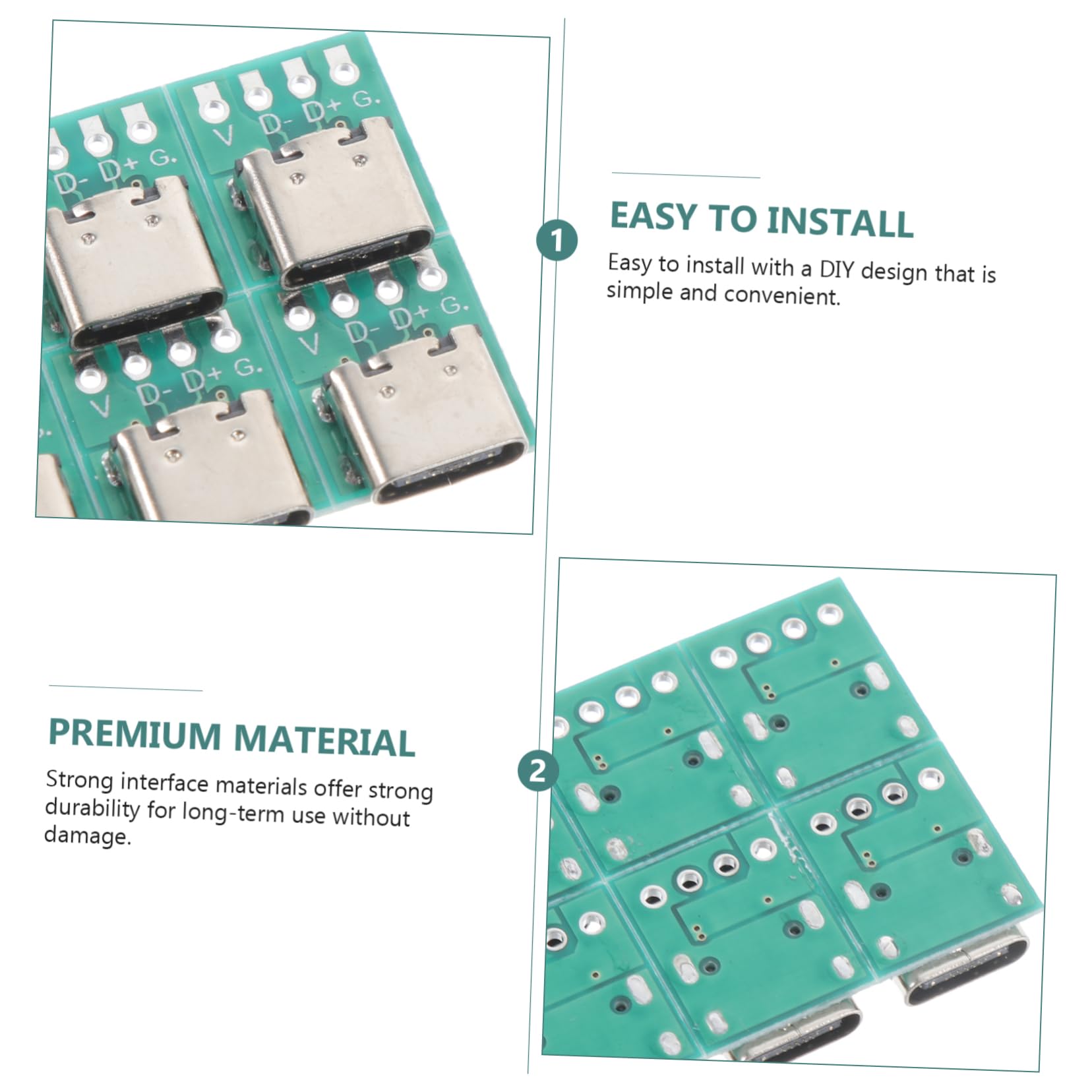 Jojofuny 10pcs USB Type-C Female PCB Board - Zinc Alloy USB C Connector Module for Power Supply & Data Transfer | Compatible with DIY Electronics, Smartphone Repairs & Circuit Board Projects