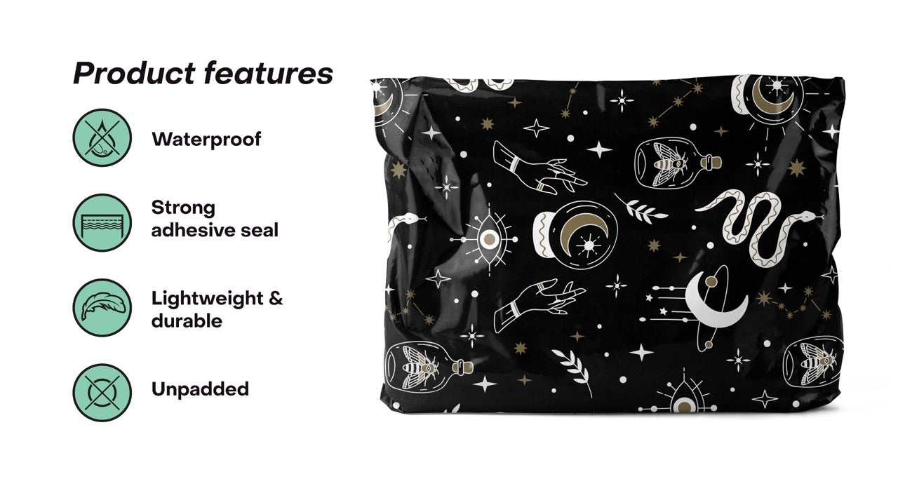 Celestial Magic 14x19 Inch Poly Mailers - Waterproof Shipping Envelopes for Ecommerce, Lightweight & Durable Mailing Bags - Perfect for Clothing, Jewelry, Books & Small Business Shipments