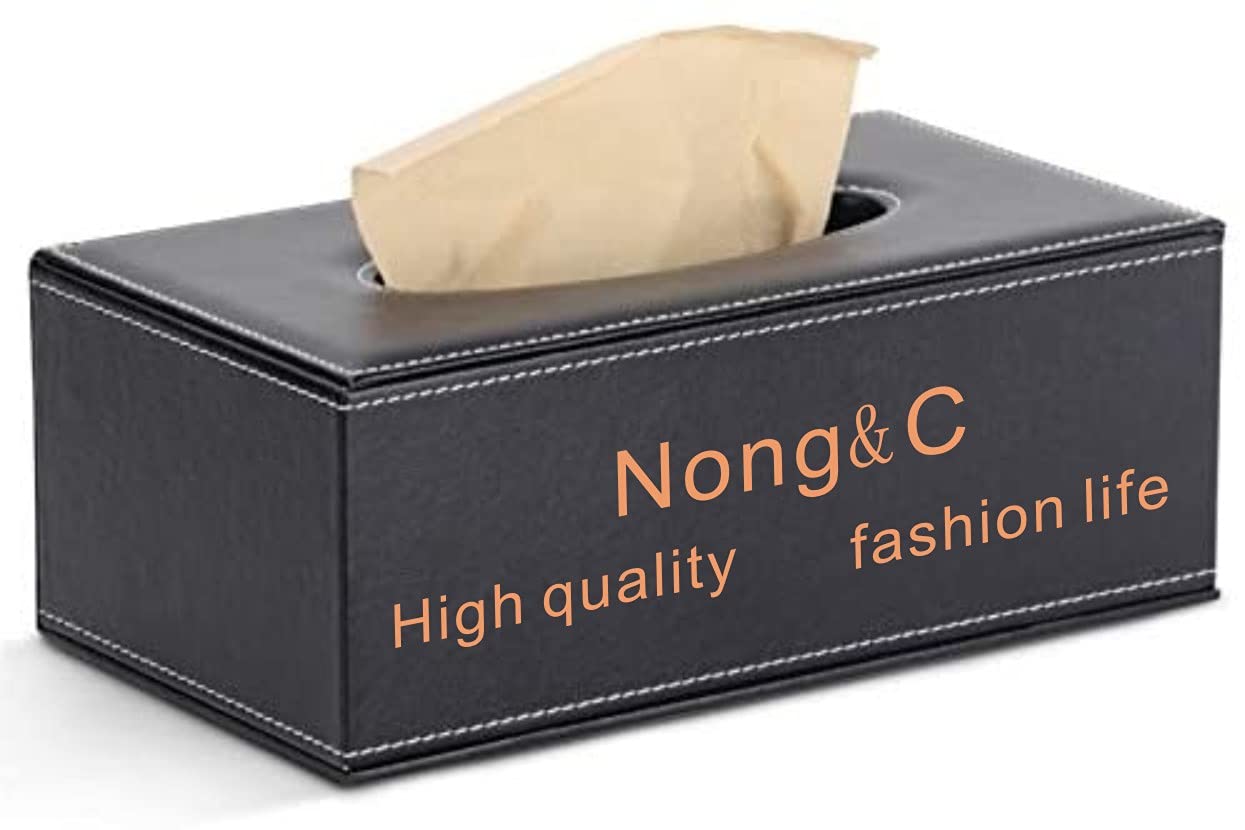 Leather Napkin Holder Box - Rectangular Tissue Dispenser for Kitchen, Car, Living Room & Office - 9.45x4.72x3.74 Inches - Stylish Paper Napkin Organizer for Dining Table, Restaurant & Home Decor