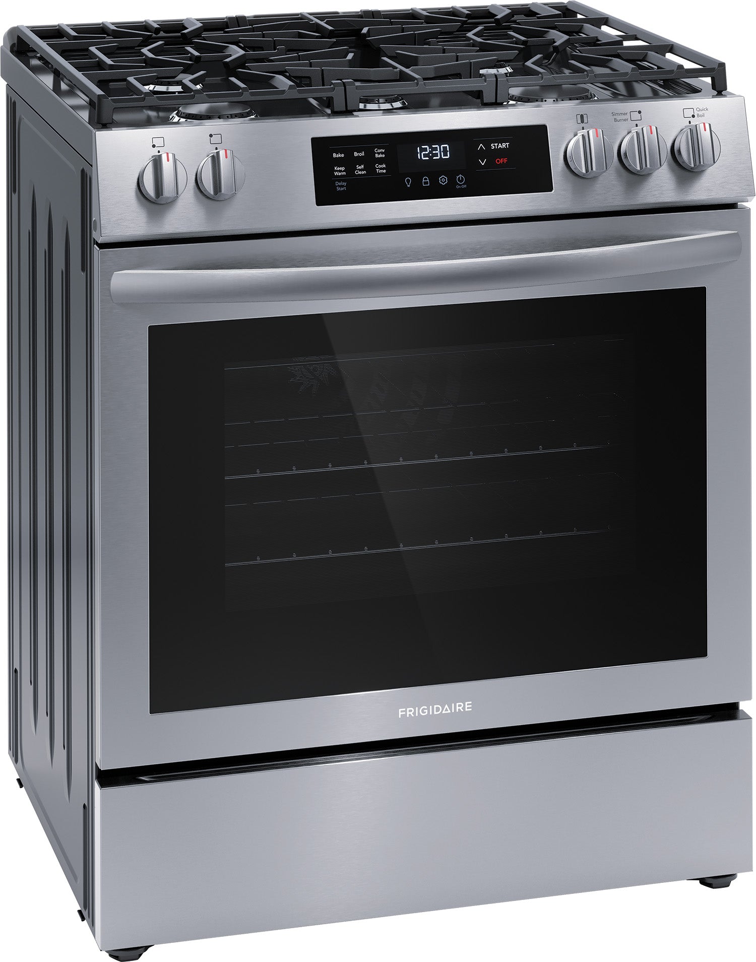 Frigidaire 30 Inch Stainless Steel Gas Range with Front Controls - 5.1 Cu. Ft Oven Capacity, 4 Sealed Burners, Continuous Grates - FCFG3083AS - Perfect for Home Kitchens & Cooking Enthusiasts