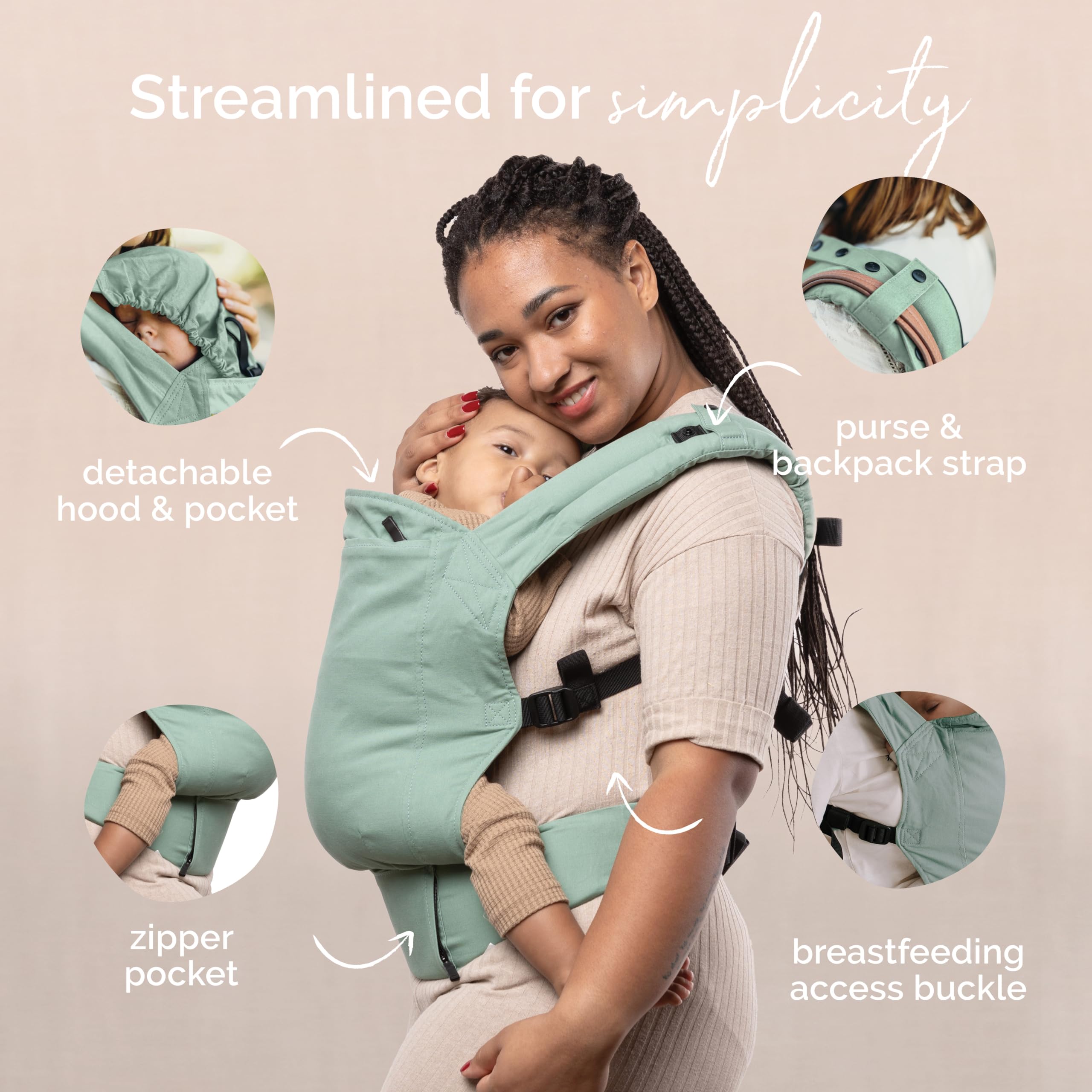 Boba Baby Carrier Classic - Ergonomic Front & Back Baby Carrier for Newborns to Toddlers (7-45 lbs) | Adjustable, Hands-Free Infant Sling | Perfect for Hiking, Shopping & Travel (Sage Green)