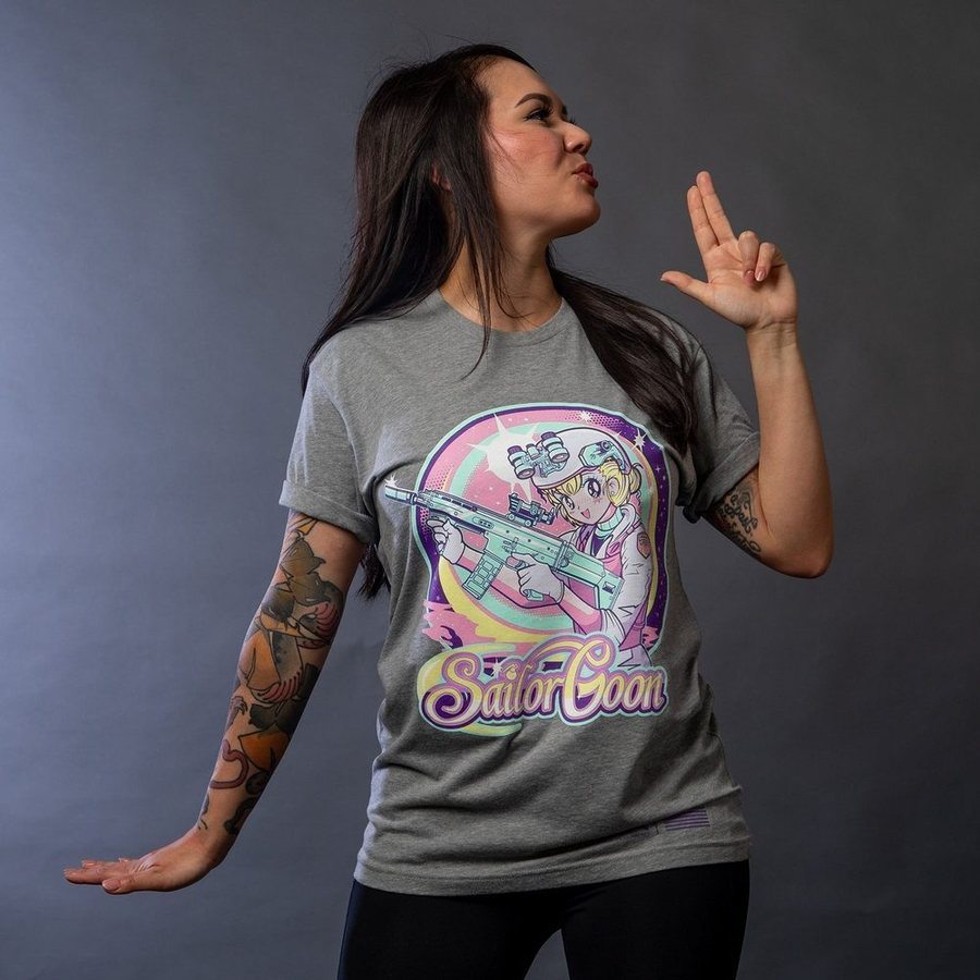 Women's Sailor Goon Boyfriend Fit T-Shirt - Dark Heather Gray | Casual Loose Fit Tee for Everyday Wear, Street Style & Layering