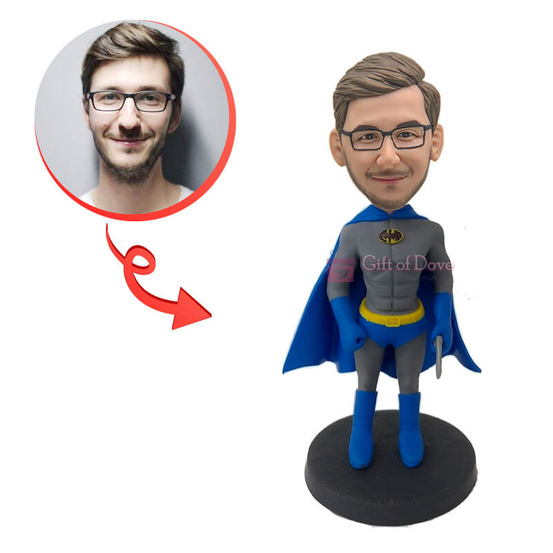 Custom Batman Bobblehead for Dad - Personalized Superhero Gift for Father's Day, Birthday & Collectors | Fun Desk Decoration & Novelty Gift for Superhero Fans
