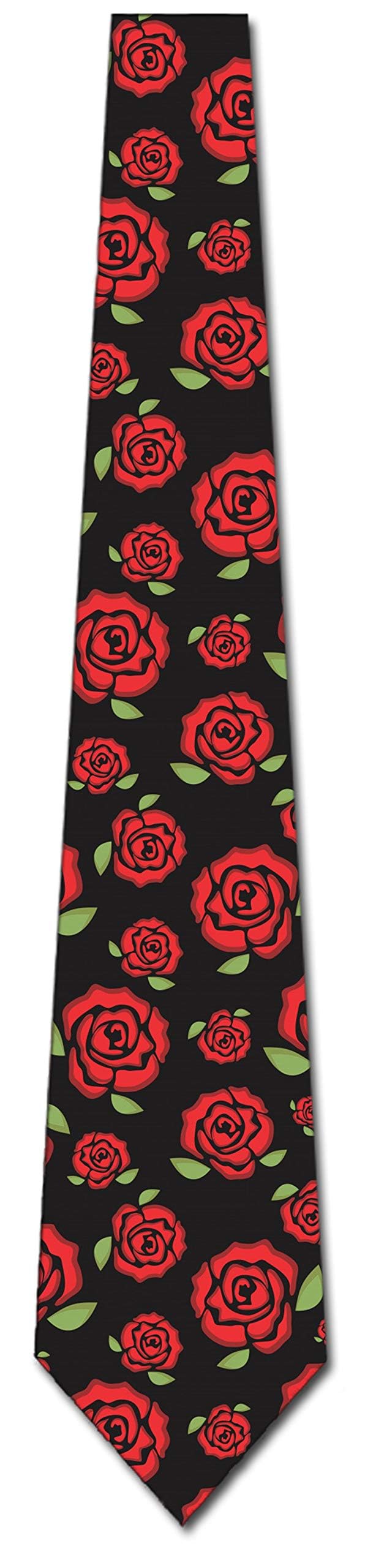 Valentine's Day Rose Necktie for Men - Elegant Silk Tie with Rose Pattern - Perfect for Valentine's Gifts, Weddings, and Formal Occasions