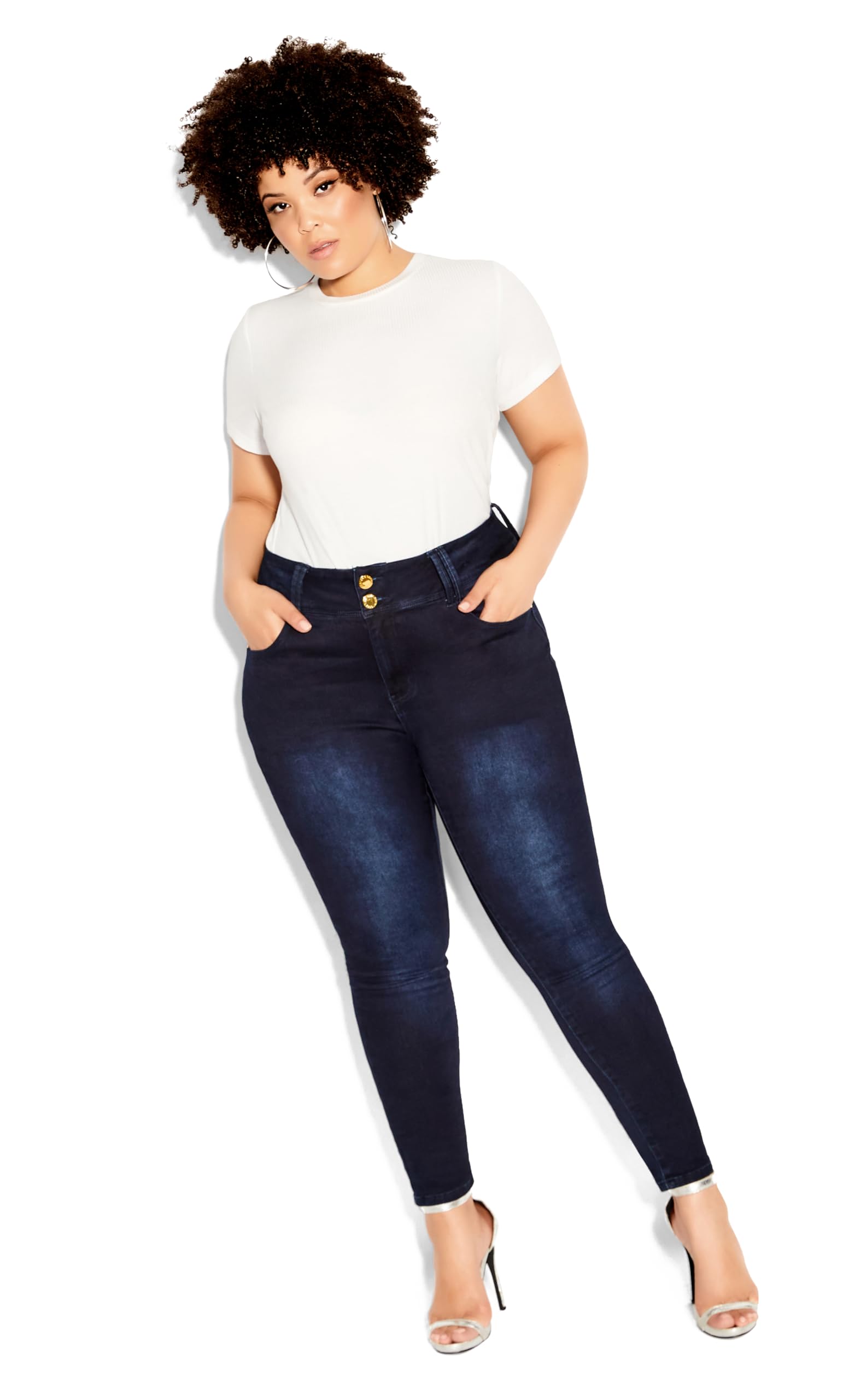 Women's Plus Size Skinny Jeans - Asha Regular Fit Stretch Denim Pants for Casual Wear & Everyday Comfort