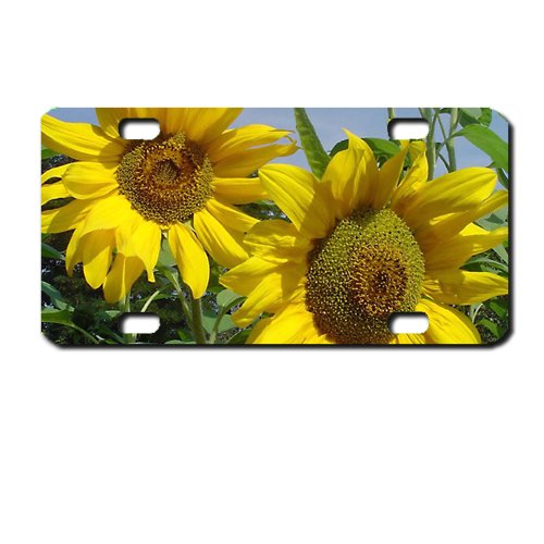 Sunflowers Mini License Plate for Motorcycles, ATVs, Bicycles & Kids' Ride-On Cars - Durable Personalized Decorative Tag - Perfect Gift for Bikers, Outdoor Enthusiasts & Children (Ideal for Customizing Vehicles, Playrooms & Birthday Presents)