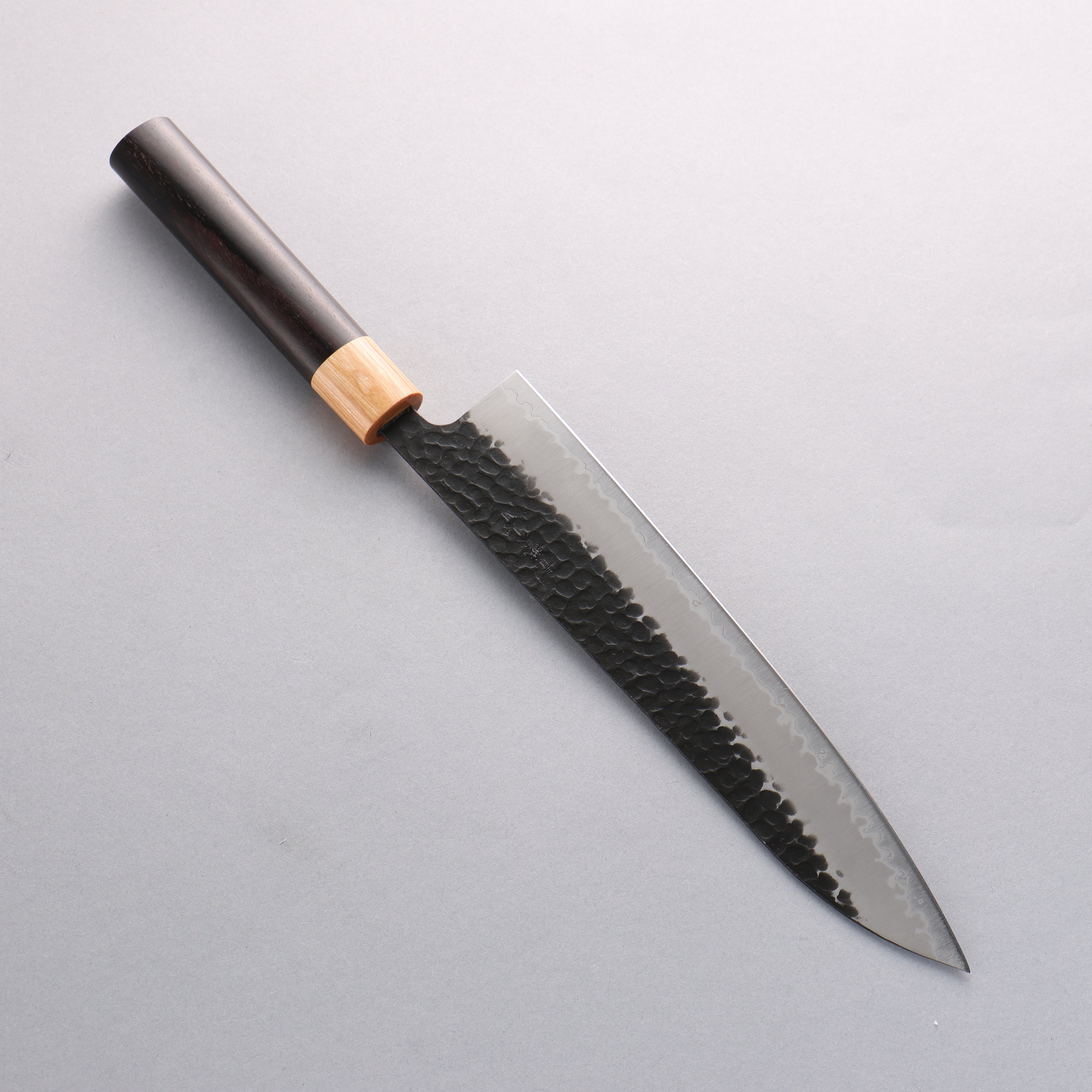 Premium Seisuke Shitan Blue Super Hammered Kurouchi Gyuto 240mm Japanese Chef Knife with Exotic Shitan Handle - Perfect for Sushi, Sashimi & Meat Cutting