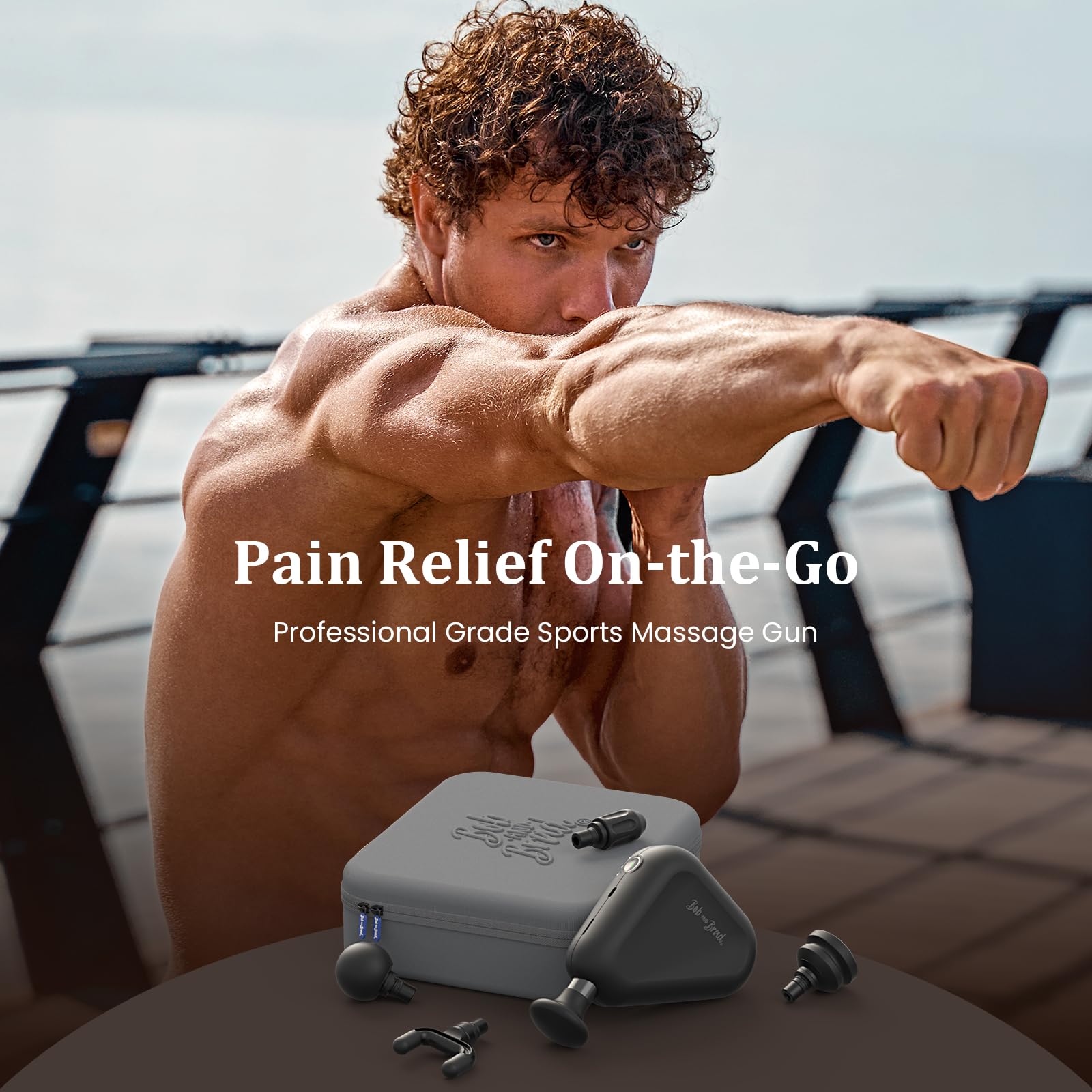 Bob and Brad Air 2 Massage Gun - Portable Deep Tissue Massager with 12MM Amplitude & USB-C Charging - Relieves Muscle Pain, Great Gift for Athletes, Office Workers & Travelers - Perfect for Post-Workout Recovery, Stress Relief & On-The-Go Relaxation