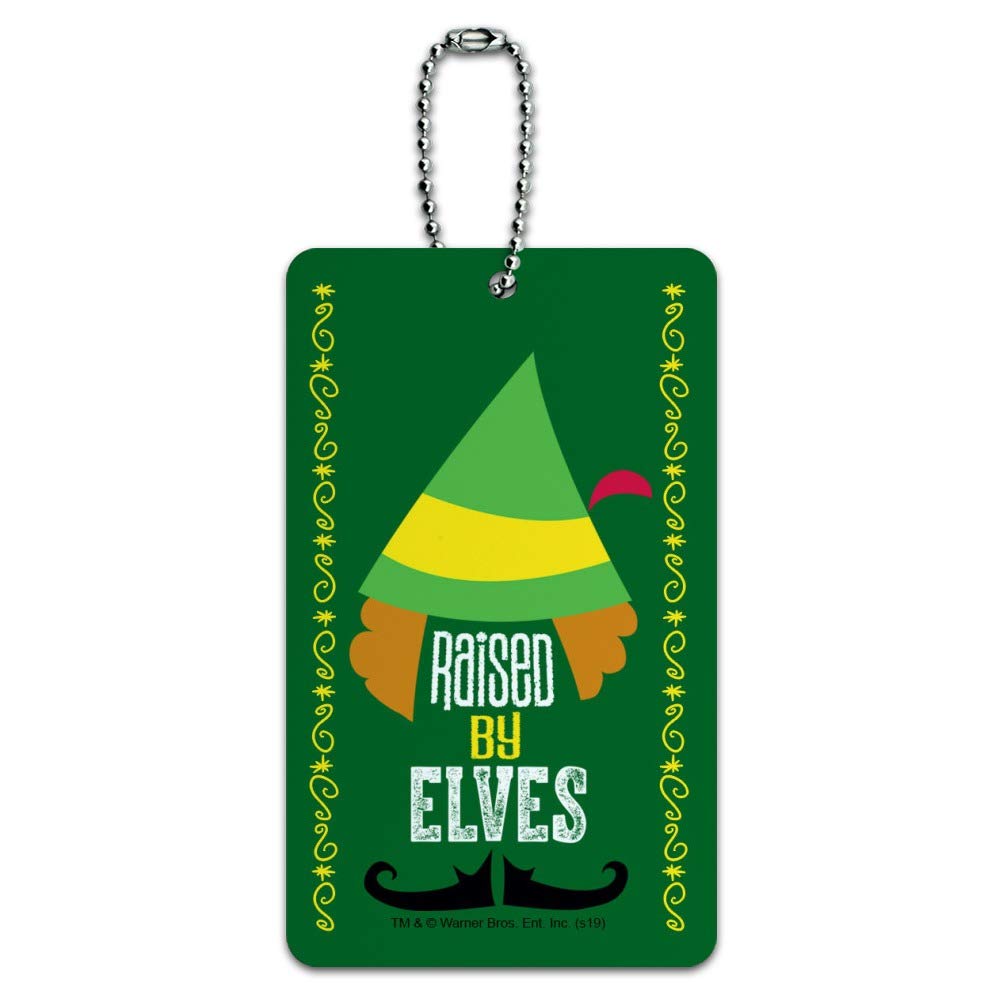 Elf Movie Inspired Raised by Elves Luggage Tag - Durable Suitcase ID Card for Carry-On Bags - Perfect for Christmas Travel, Family Vacations & Holiday Gift Giving