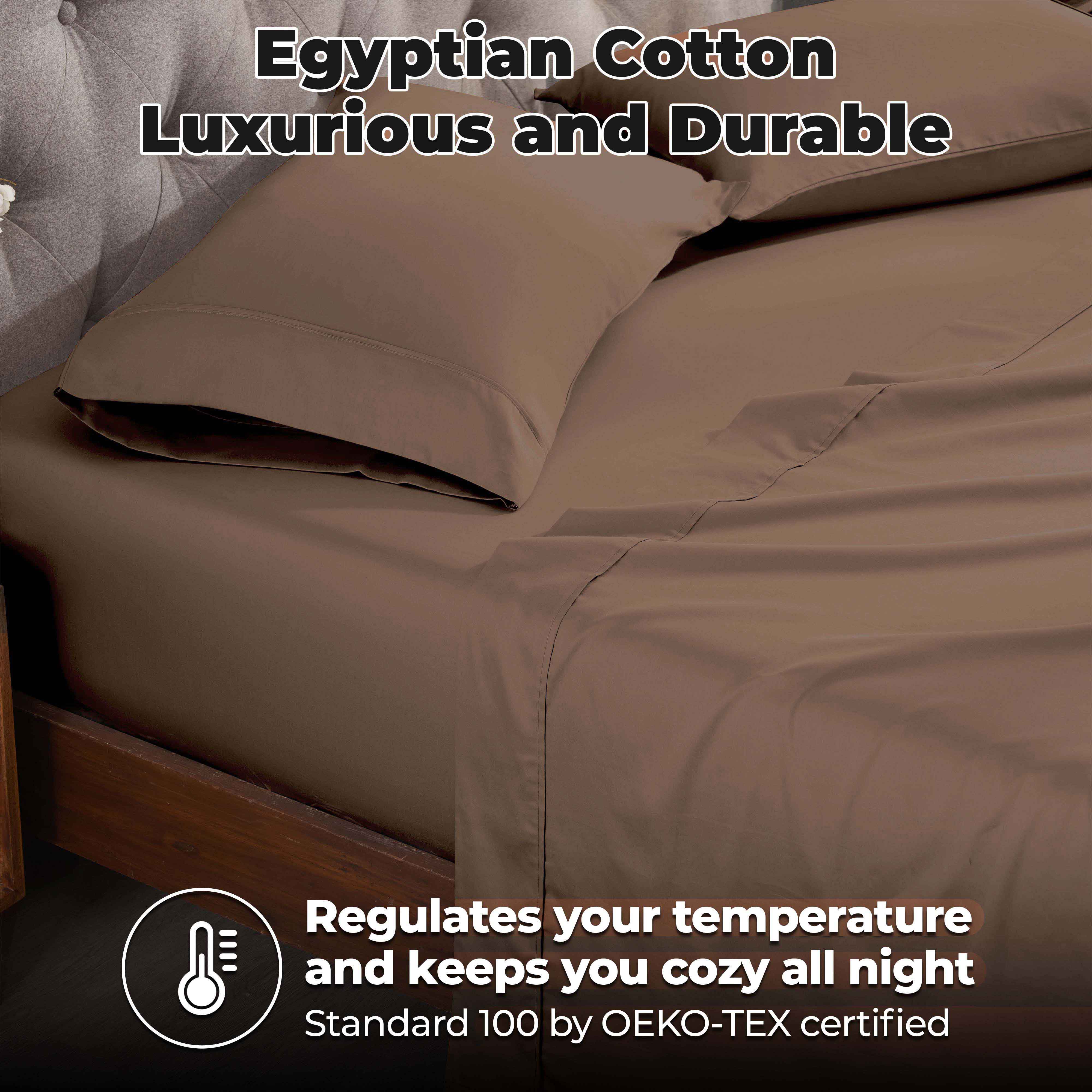 Premium 400 Thread Count Egyptian Cotton Bed Sheet Set - Soft, Breathable & Durable for Luxury Bedroom Comfort