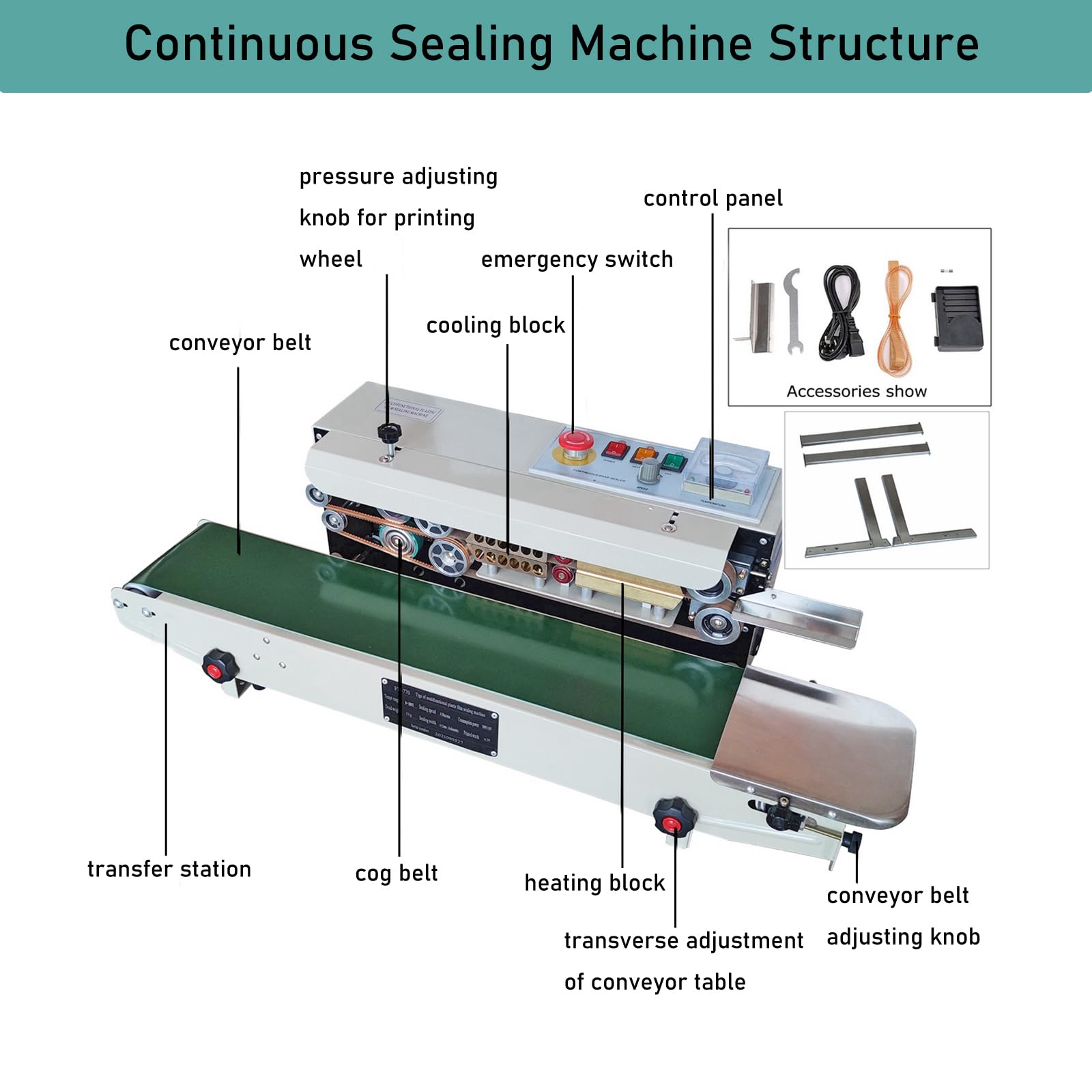 INTSUPERMAI FR-770 Vertical Continuous Sealer - Automatic Band Sealing Machine for PVC, Aluminum Foil & Plastic Food Packaging | Ideal for Restaurants, Catering & Food Production Businesses