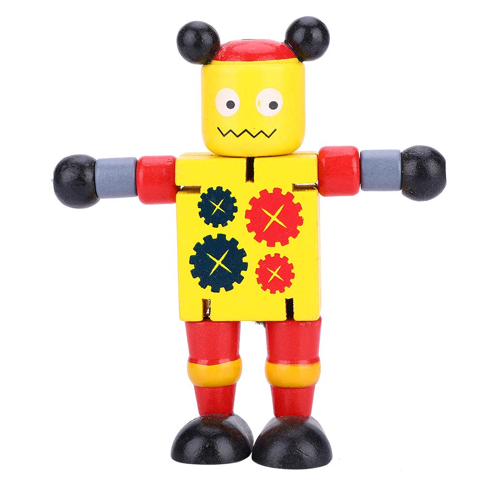 Cryfokt Wooden Robot Toys for Kids - Non-Toxic Educational STEM Toy (Yellow) | Perfect for Preschool Learning, Birthday Gifts & Creative Play