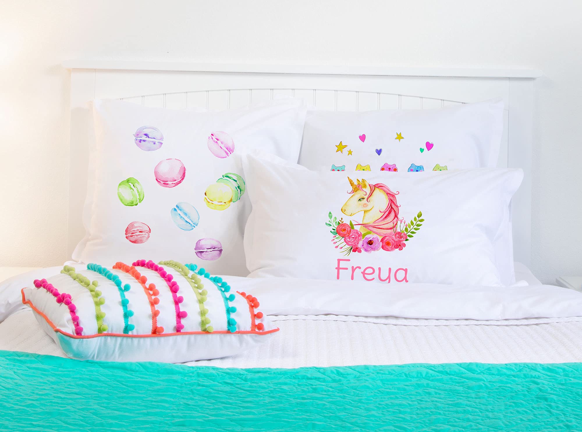 Personalized Pink Unicorn Pillowcase for Kids - Custom Name Embroidery - Hypoallergenic & Breathable Fabric - Anti-Wrinkle Queen Size 20x30 - Perfect for Bedrooms, Nursery Decor & Birthday Gifts