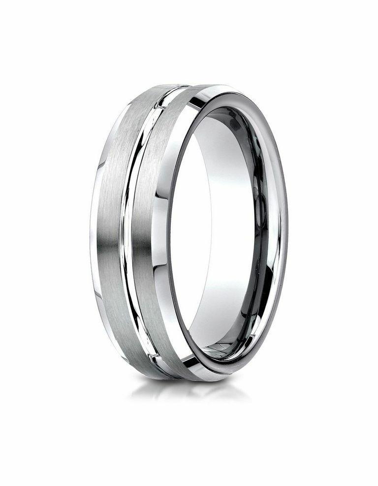 7mm Cobalt Comfort Fit Beveled Wedding Band for Men - Durable & Hypoallergenic Ring for Weddings, Anniversaries & Everyday Wear