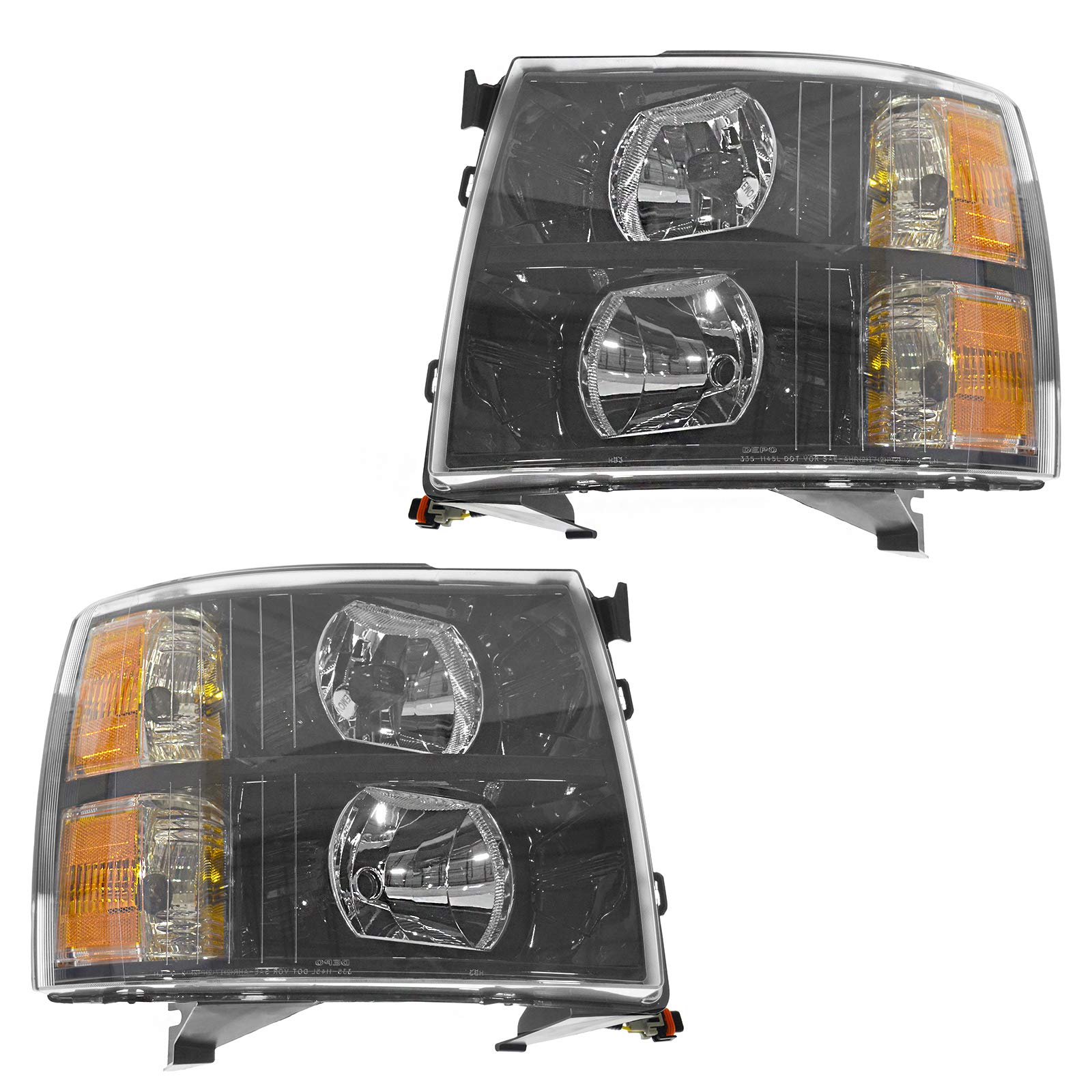 High-Performance 1A Auto Black Bezel Headlights Pair Set for 2007-2014 Chevy Silverado - Durable LED Lights for Night Driving & Off-Road Adventures