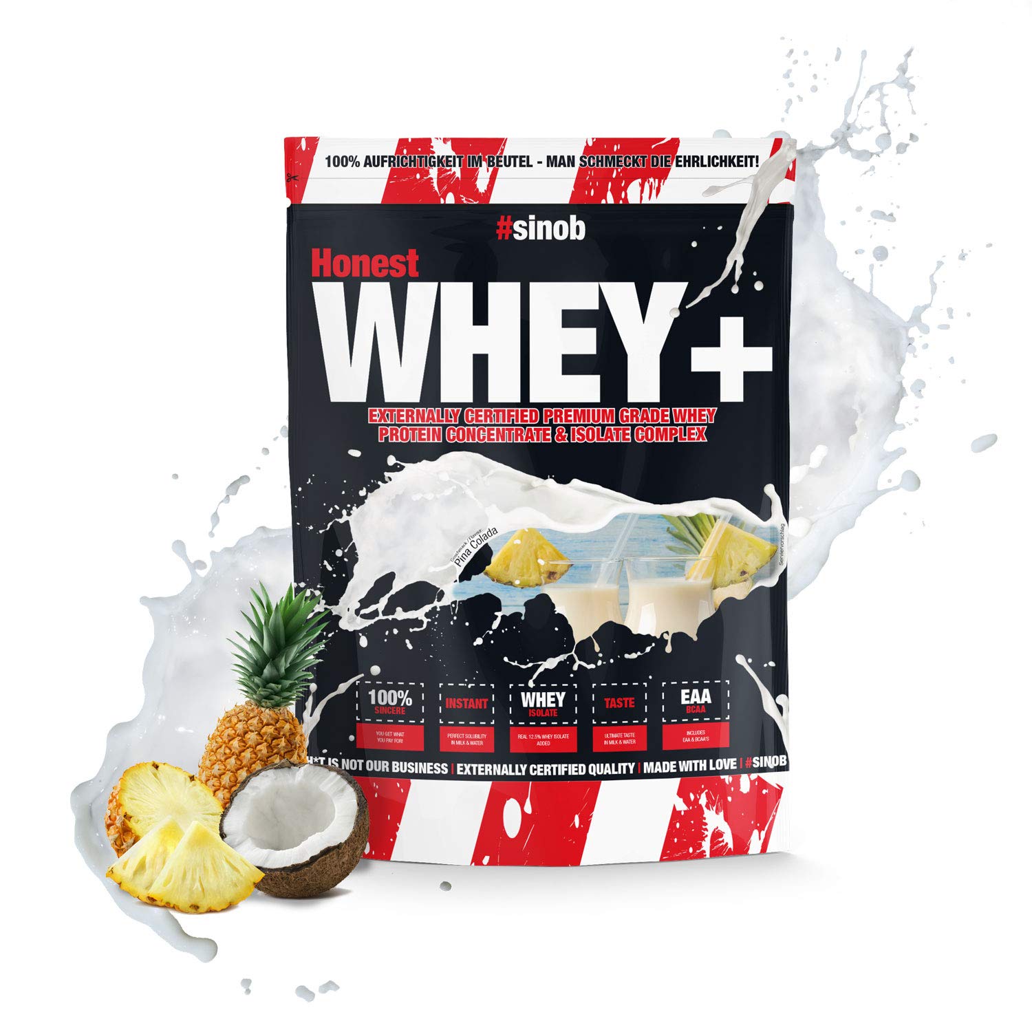 Sinob Honest Whey Protein Powder - Pina Colada Flavor 1000g | Whey Protein Isolate 12.5% with BCAA & EAA | Fast Absorption for Muscle Growth & Weight Loss | Perfect for Post-Workout Recovery & Healthy Lifestyle