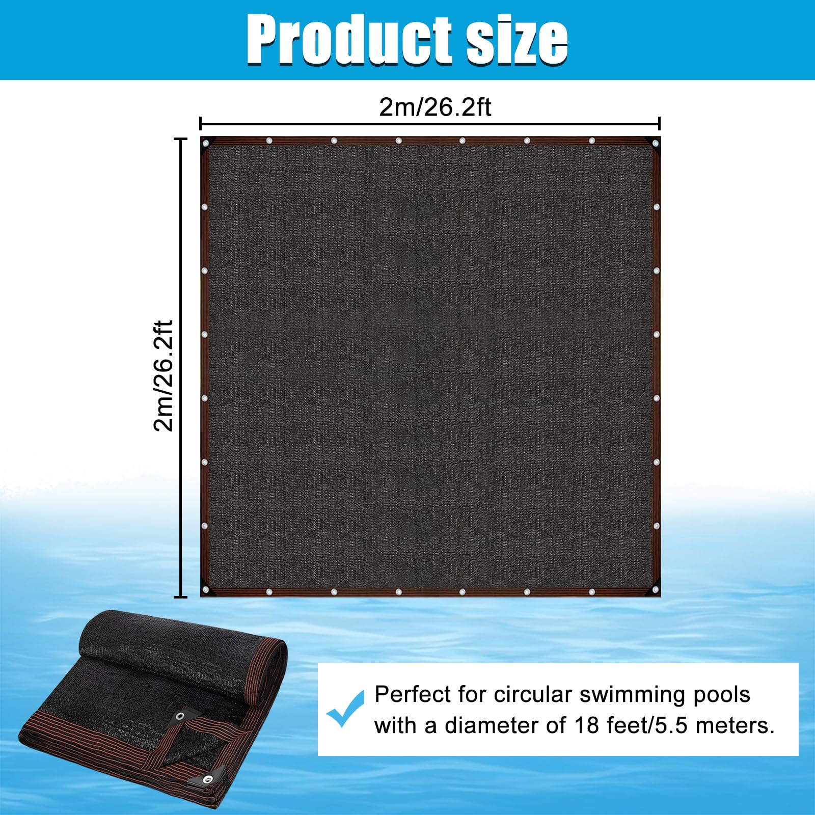 26.2ft Round Leaf Net Pool Cover for Above Ground Pools - Heavy Duty Mesh Winter Cover, Safety Swimming Pool Net Fits 24FT Pools | Keeps Leaves & Debris Out | Durable Black Design for Year-Round Protection (Perfect for Fall Leaf Season & Winter Pool Maintenance)