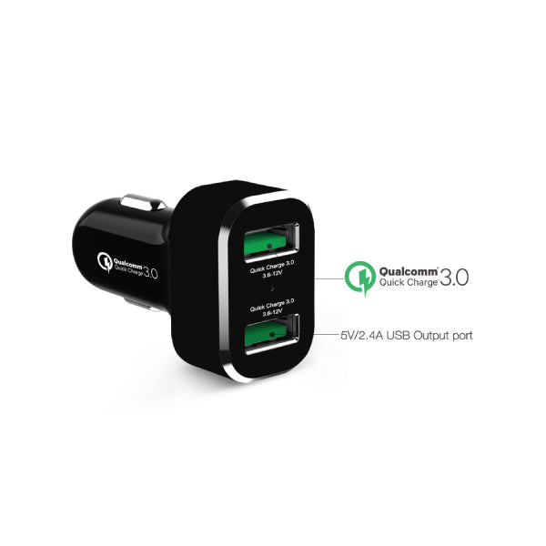 GDS® 2 Port USB Car Charger with Qualcomm® Quick Charge 3.0 - Fast Charging for iPhone, Samsung & Android - Perfect for Road Trips & Daily Commutes