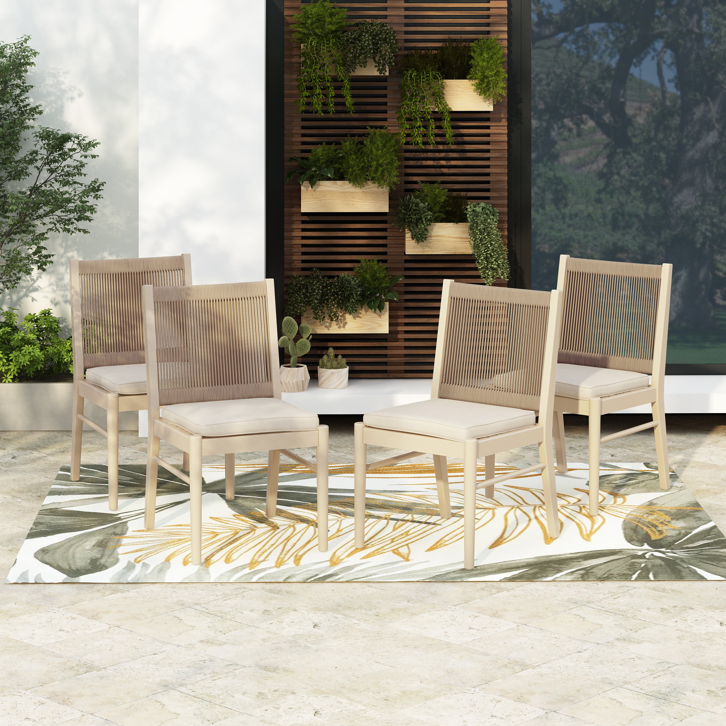 CORDOBA KD Dining Chair Set of 2 - Modern Wooden Kitchen Chairs with Upholstered Seat - Perfect for Dining Room, Kitchen, and Breakfast Nook