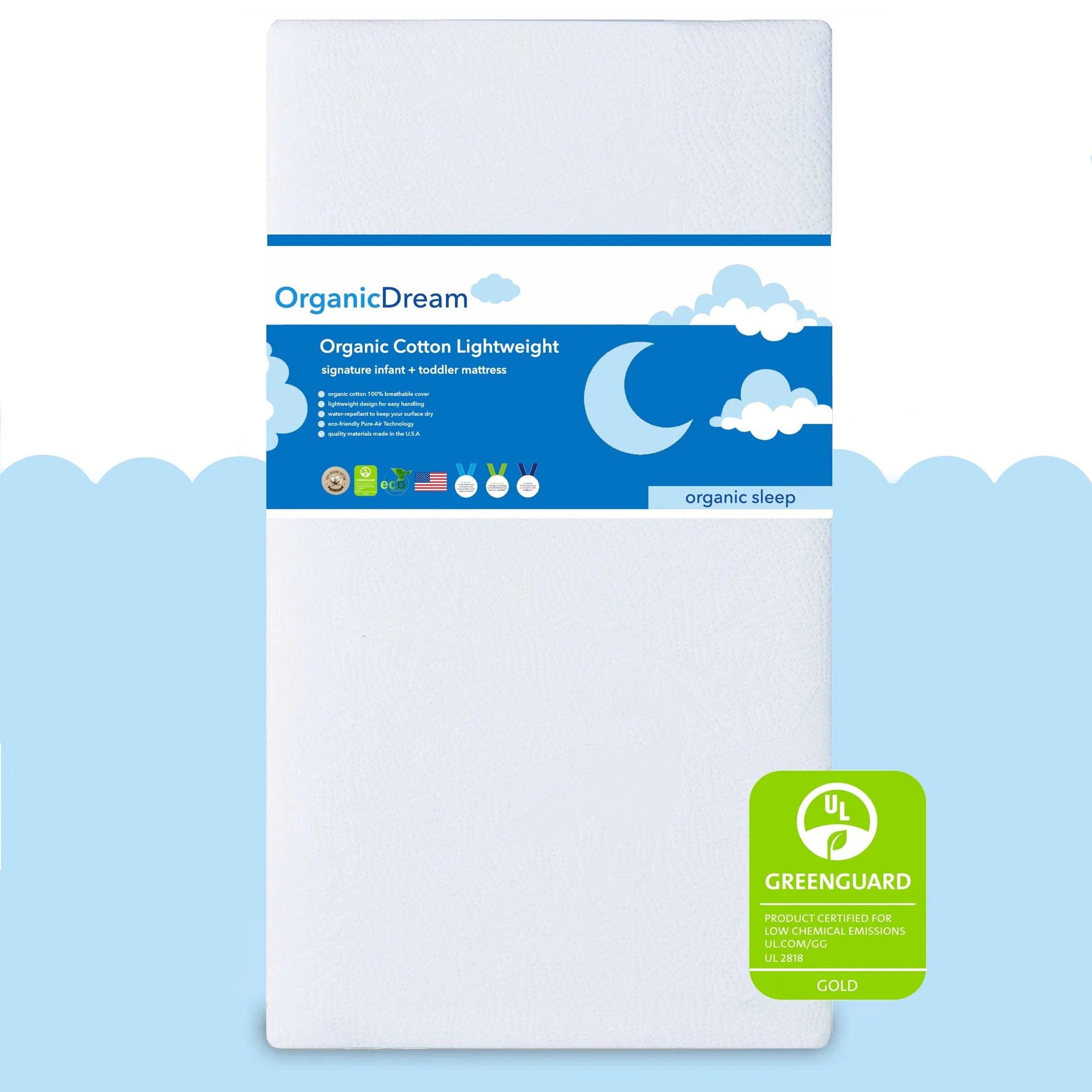Organic Dream Cotton Lightweight Crib Mattress - Hypoallergenic & Breathable Baby Mattress for Safe Sleep | Perfect for Nursery, Daycare & Travel Use