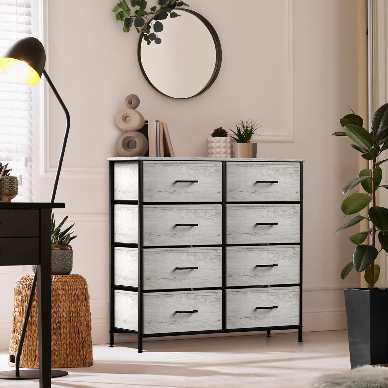 Sorbus 8-Drawer Dresser Organizer with Steel Frame & Wood Top - Fabric Bin Storage Chest for Clothes, Bedroom, Living Room & Closet - Perfect for Small Spaces & Home Organization