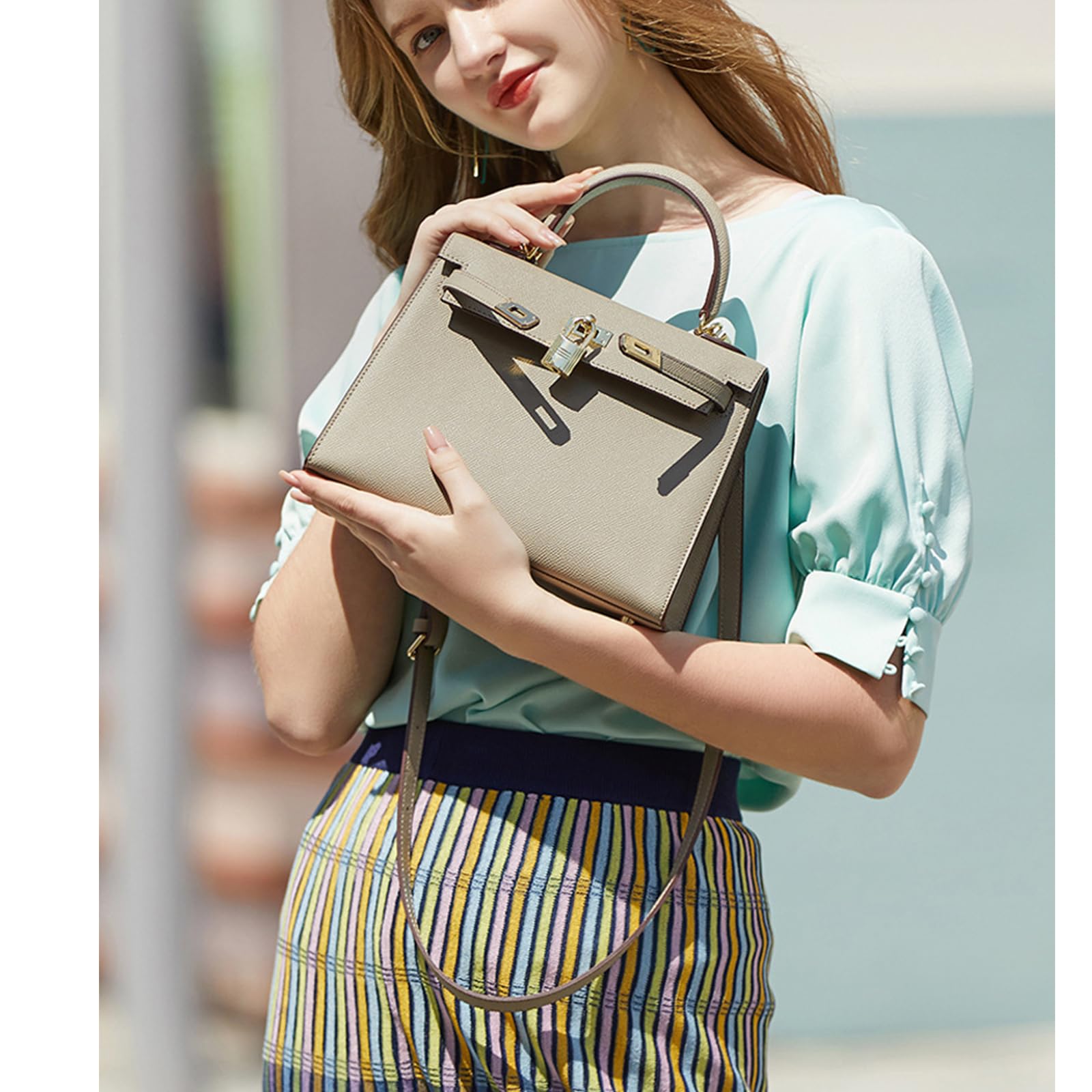 2024 New Women's Genuine Leather Crossbody Shoulder Bag - Mini Small Designer Handbag, Lightweight Purse for Daily Use, Work, Travel & Shopping