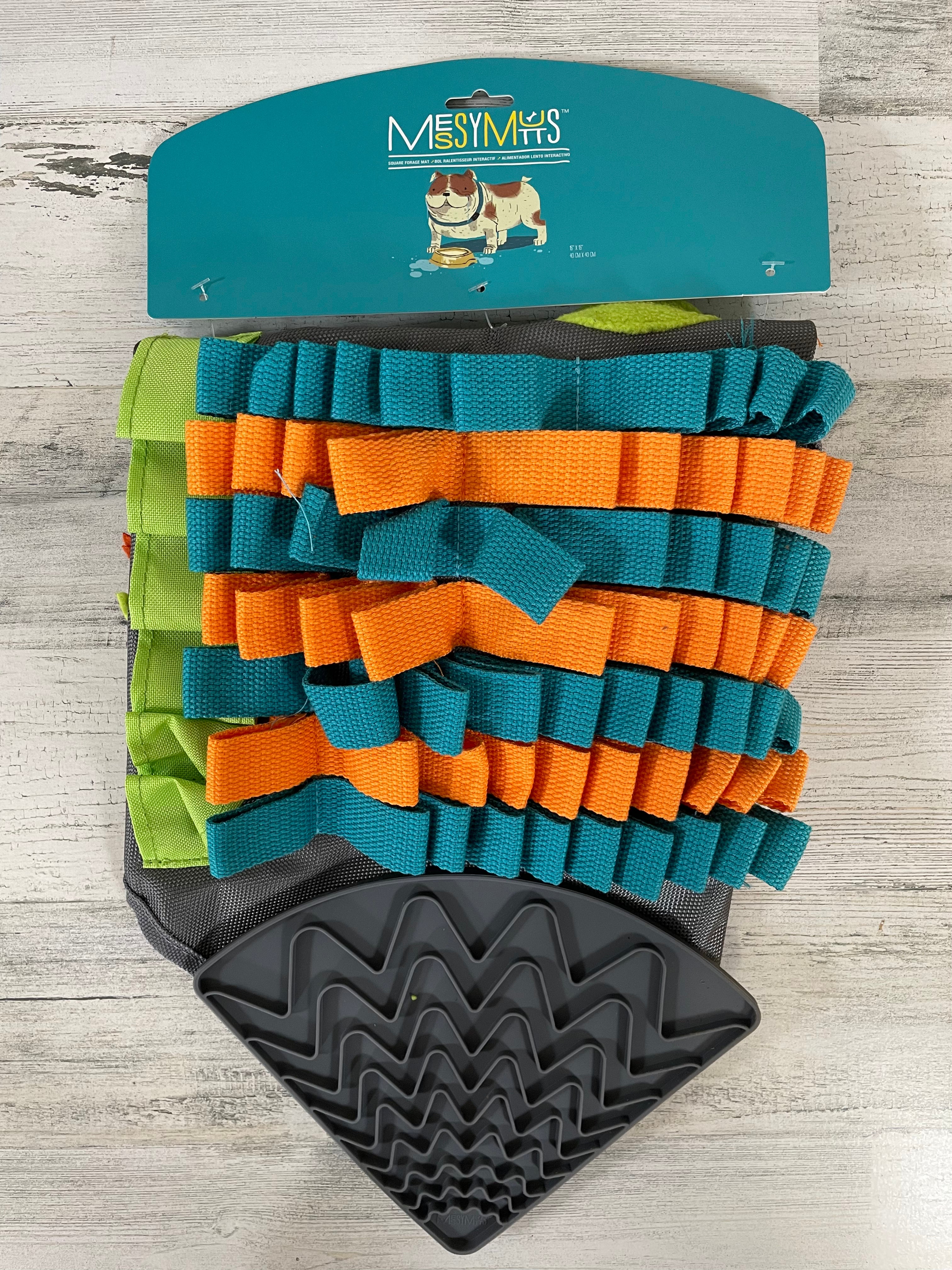 Messy Mutts Forage Mat Lick Square - Slow Feeder Dog Puzzle Mat for Small & Large Dogs - Perfect for Mealtime Enrichment & Anxiety Relief