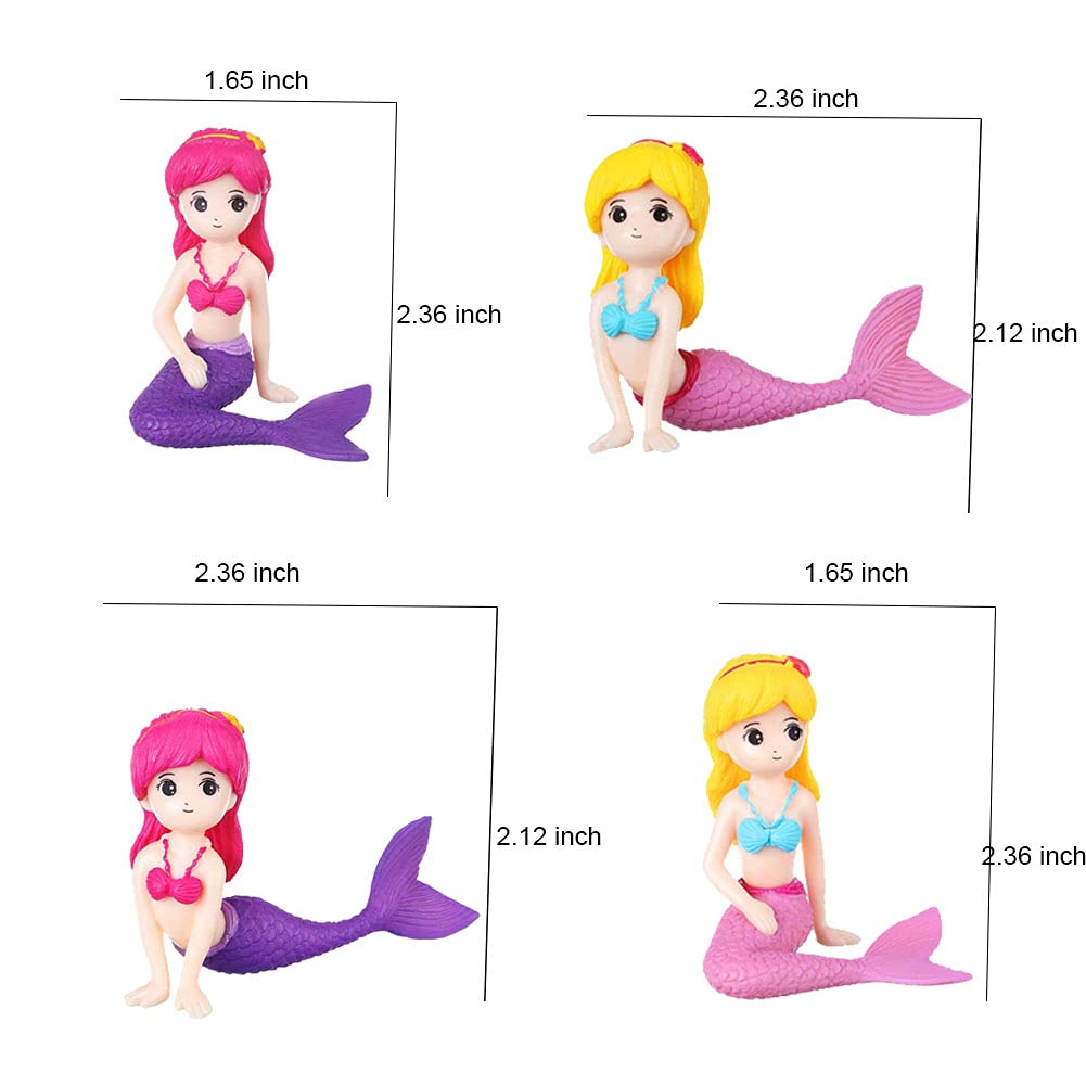 4pcs Mermaid Cake Toppers - Birthday Party Decorations, Wedding Cake Topper Figures, Mermaid Doll Toys for Cake Decorating - Perfect for Birthday Parties, Baby Showers & Wedding Celebrations