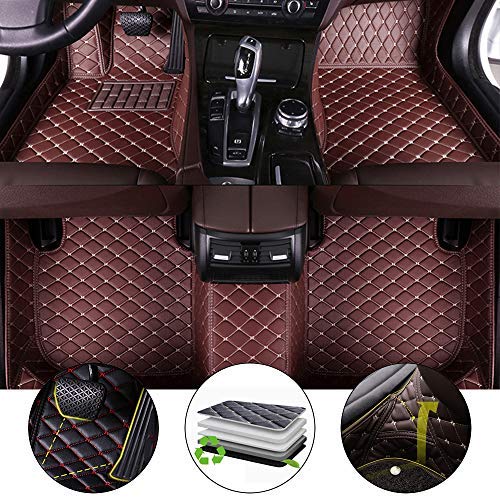 All Weather Floor Mats for Ford Fusion 2013-2016 - Heavy Duty Full Set Car Floor Liners - Coffee Color - Perfect for Rain, Snow & Mud Protection - Ideal for Daily Commute & Road Trips