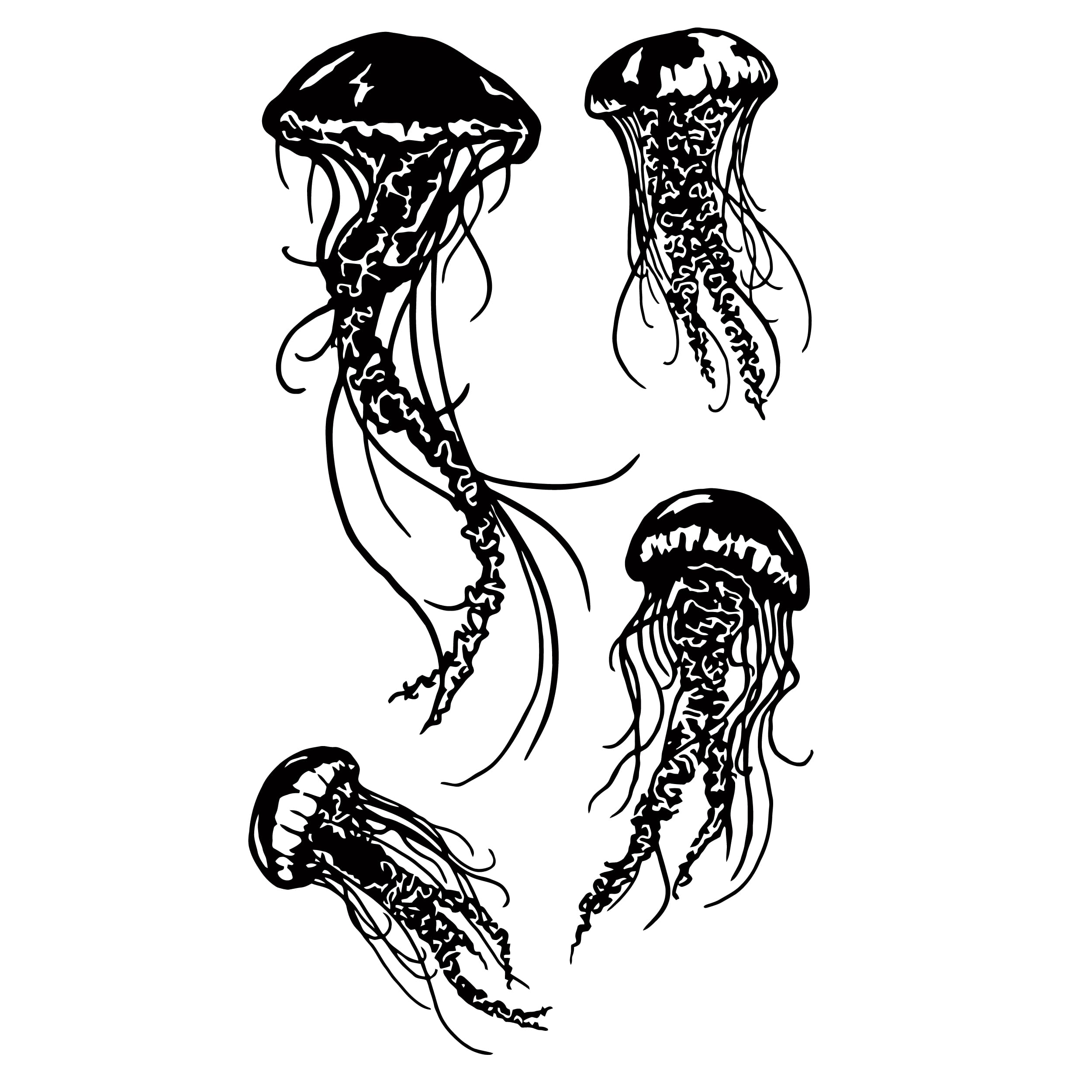 Jellyfish Wall Decals Set of 4 - Bathroom & Beach Decor Stickers