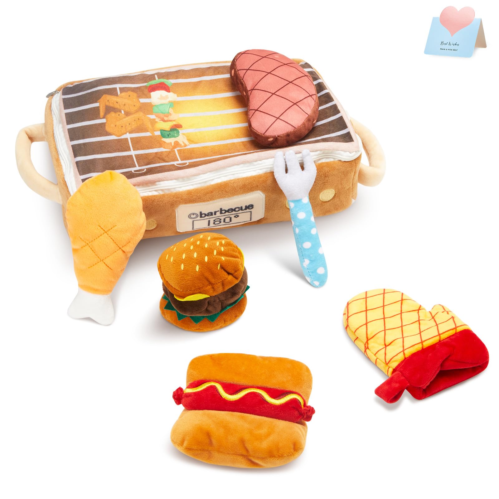 WEWILL 7-Piece BBQ Grill Plush Toy Set for Kids - 12