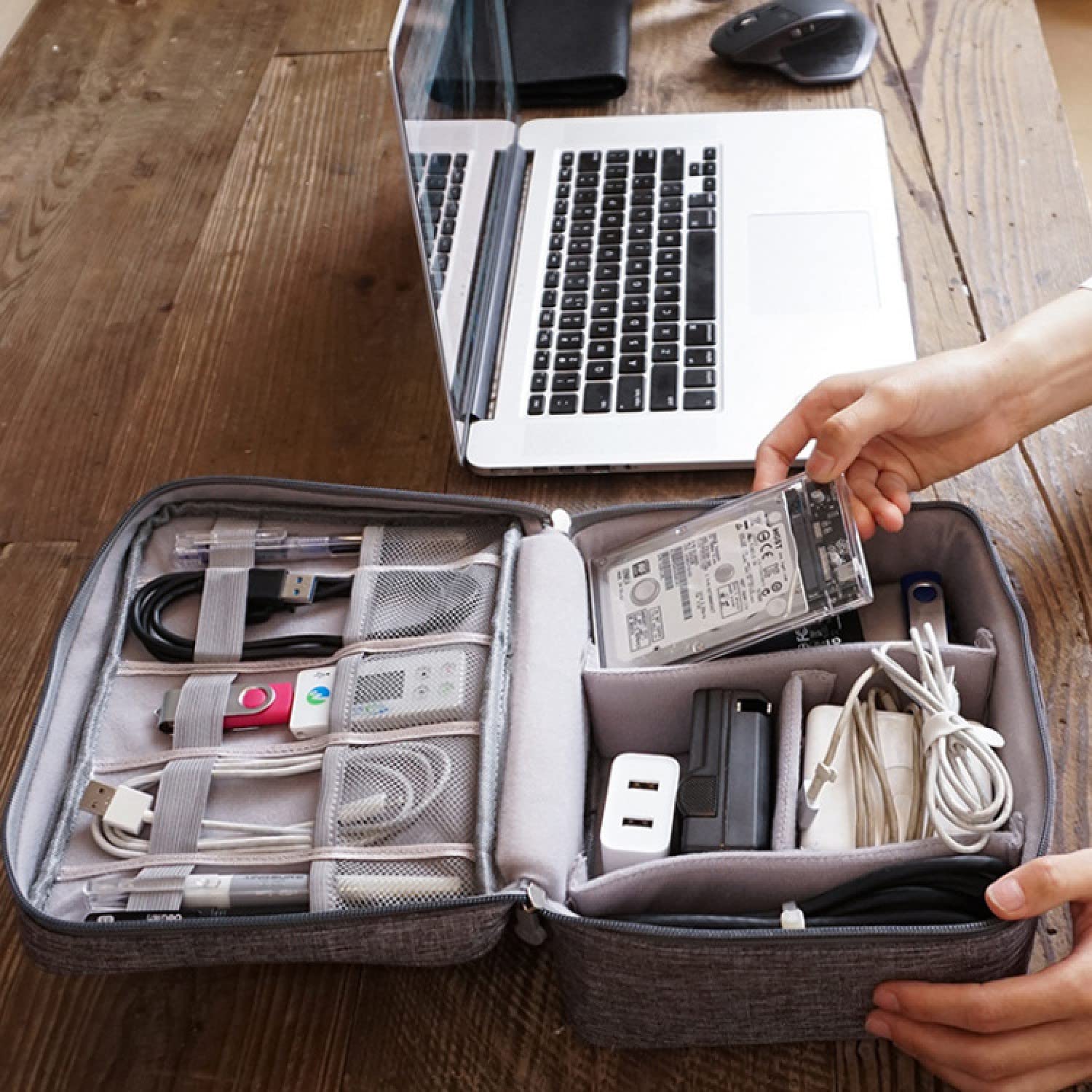 Waterproof Electronic Cable Organizer Bag - Multi-Function Storage for Cables, Chargers, Controllers & Hard Drives - Travel Case for Electronics Accessories | Perfect for Travel, Office & Home Organization