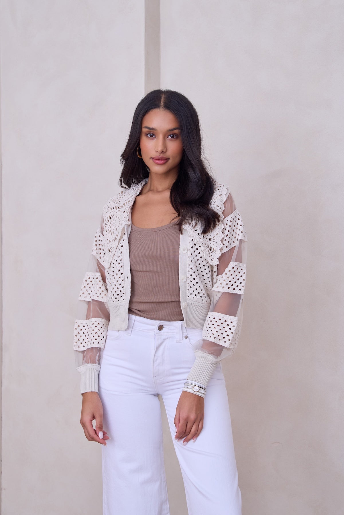 Handmade Crochet Sheer Button Cardigan for Women - Lightweight Open Front Cover Up for Spring & Summer - Perfect for Beach, Vacation, and Casual Outfits