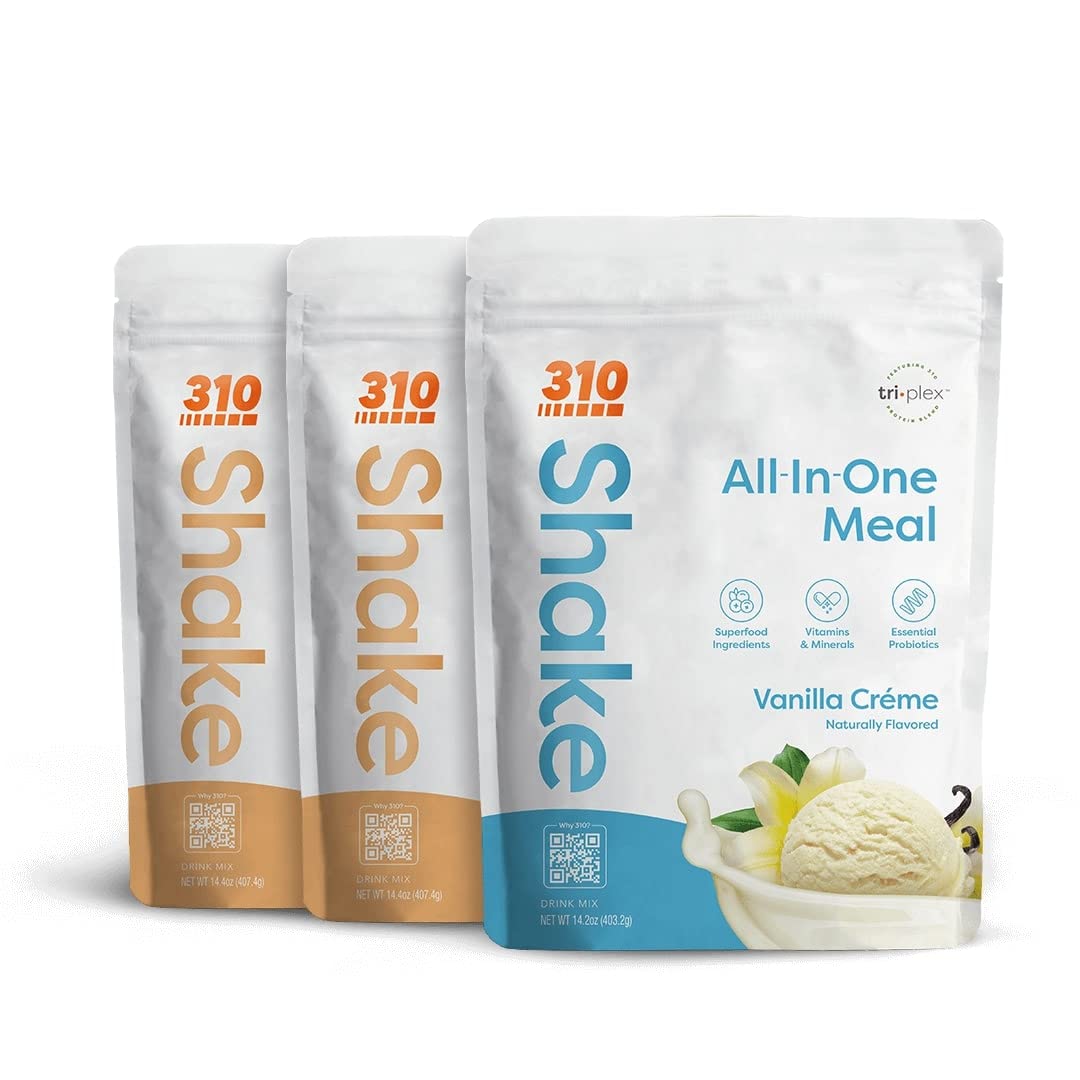 310 Nutrition All-In-One Meal Replacement Shake - Vegan Superfood Blend with Fiber, 26 Vitamins & Minerals - Low Carb, Keto, Paleo & Gluten Free - Natural Sweeteners - Triple Flavor Pack (Ideal for Weight Management, Busy Lifestyles & On-The-Go Nutrition)