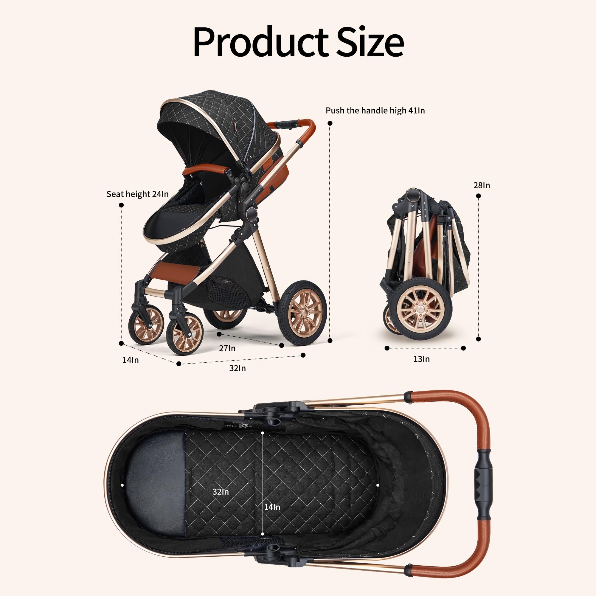 3 in 1 Baby Travel System - Lightweight Foldable Stroller with Reversible Seat & Reclining Function for Newborn to Toddler (Black) | Perfect for Shopping, Travel & Daily Walks