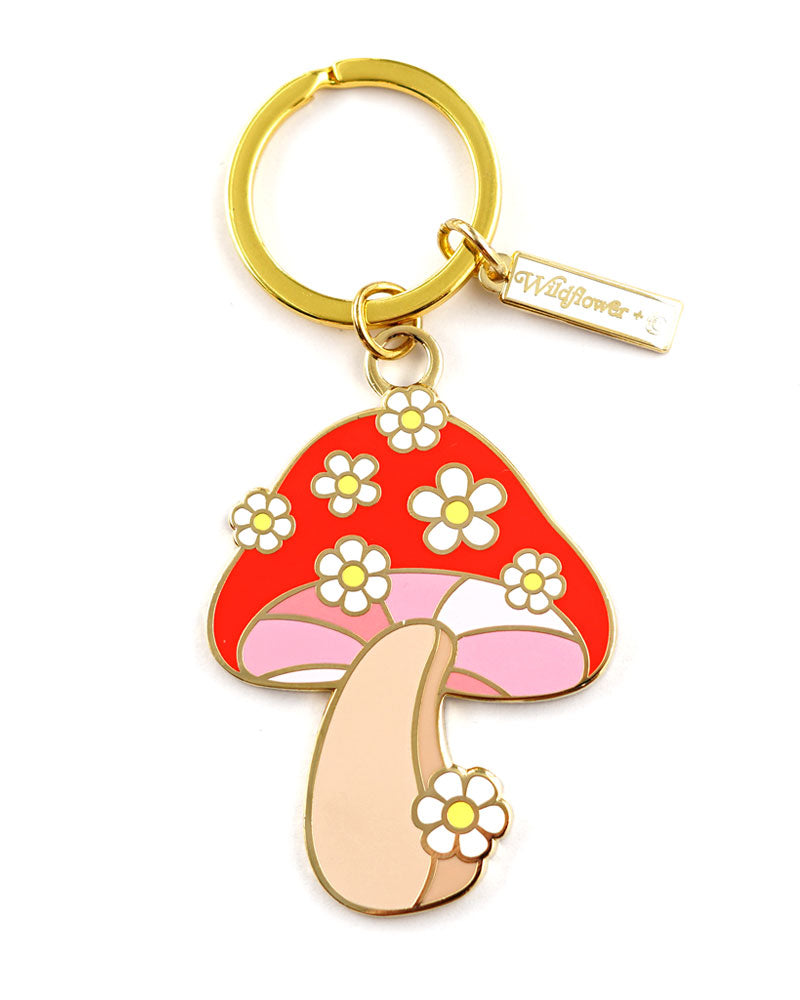 Cute Daisy Mushroom Keychain - Handmade Resin Charm for Backpacks, Purses & Gifts - Perfect for Boho Style & Nature Lovers