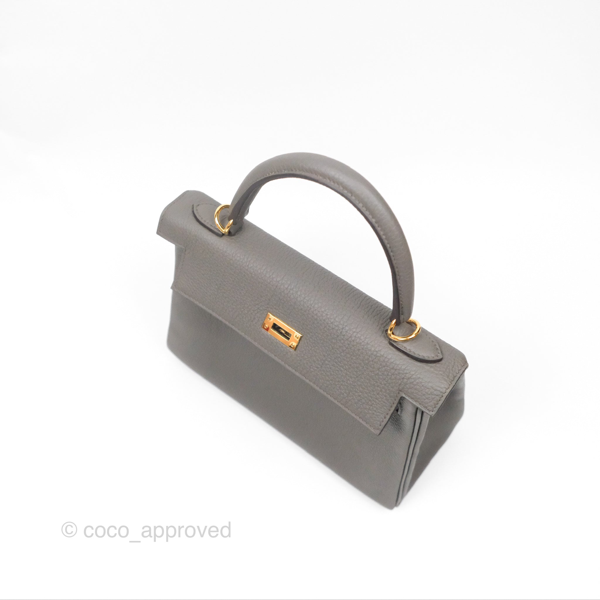 Authentic Hermès Kelly 25 Retourne Bag in Gris Etain (8F) Togo Leather with Gold Hardware - Luxury Handbag for Women | Perfect for Work, Travel & Special Occasions