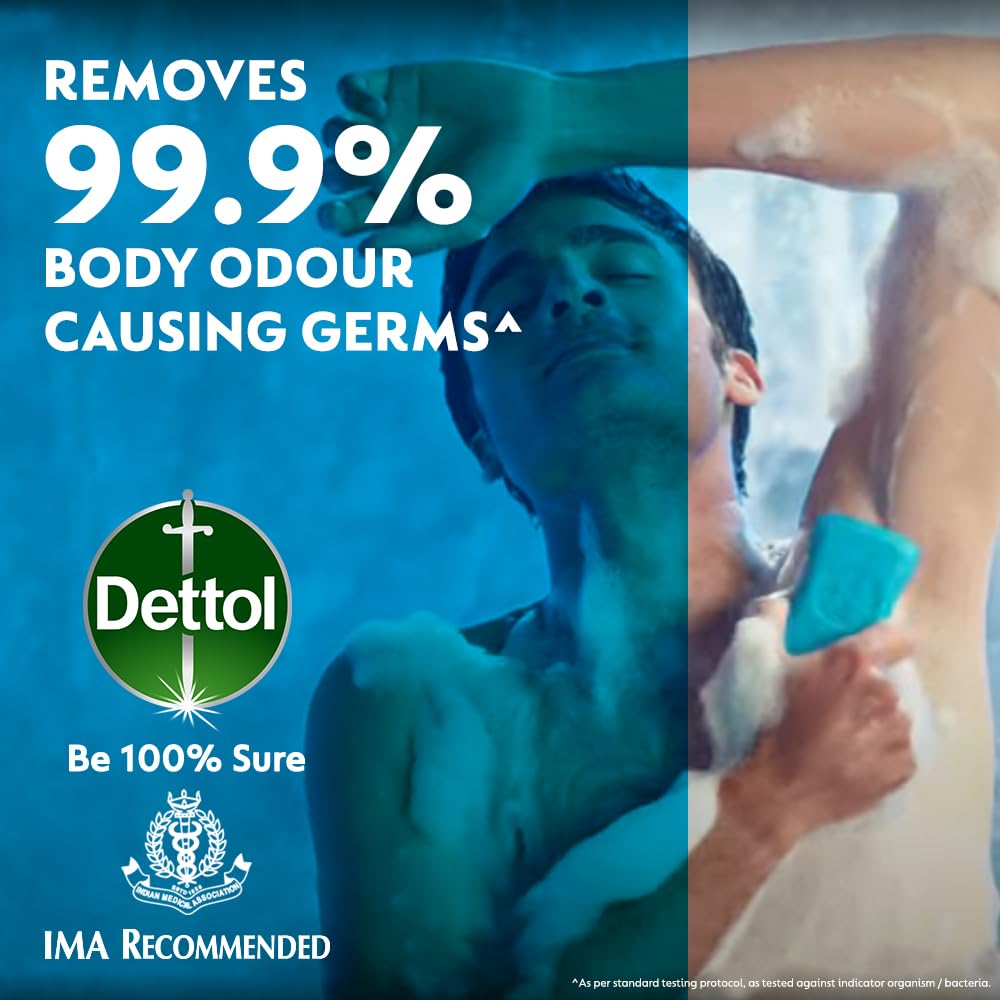 Dettol Icy Cool Bathing Soap Bar with Menthol - 6 Pack (125g Each) | Refreshing & Antibacterial Body Wash for Men & Women | Perfect for Post-Workout, Gym & Summer Cooling Relief