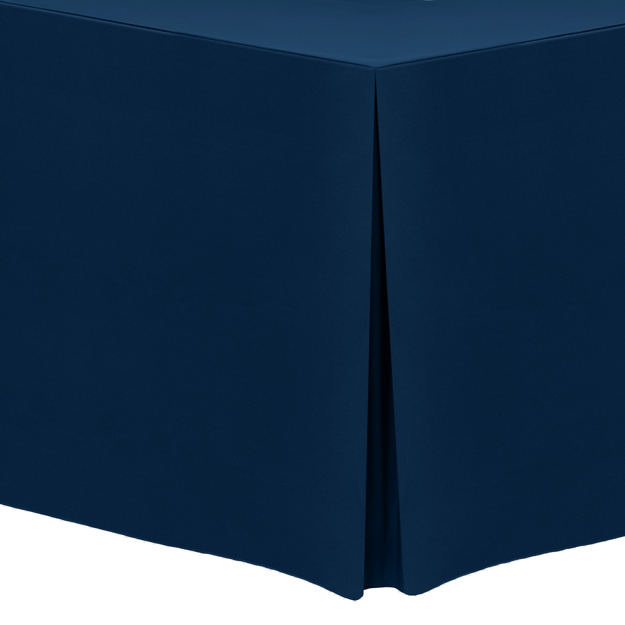 Premium 8 ft Navy Blue Polyester Tablecloth - Fits 24 x 96-Inch Rectangular Tables (Banquet & Folding) - 36