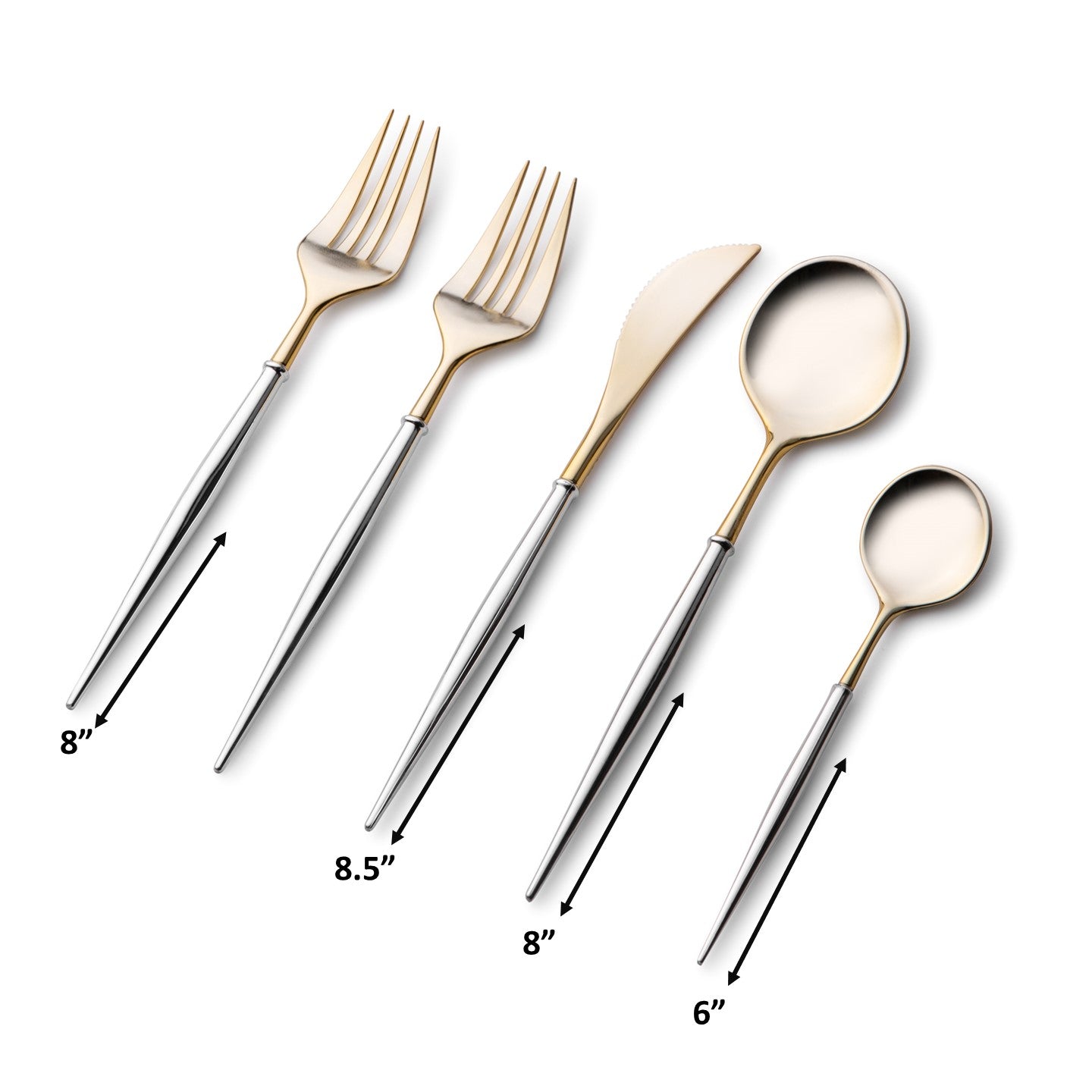 Premium 40-Piece Gold and Silver Flatware Set for 8 - Elegant Stainless Steel Cutlery for Formal Dining, Wedding Gifts & Special Occasions