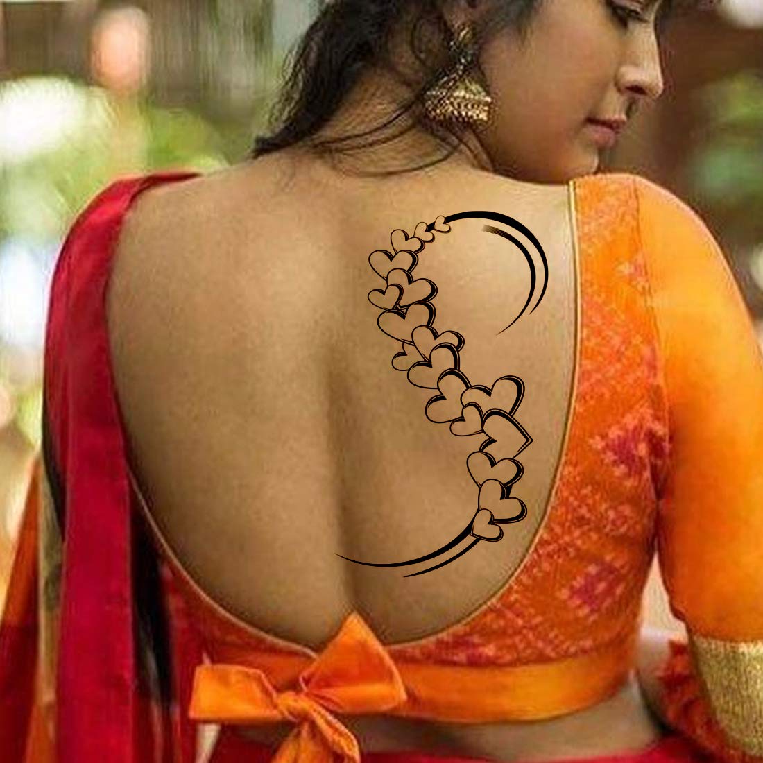 Waterproof Temporary Tattoos for Women & Men - 3D Heart, Tribal & Row Designs - Realistic Fake Body Art (10.5x6cm) - Perfect for Parties, Festivals & Costume Events