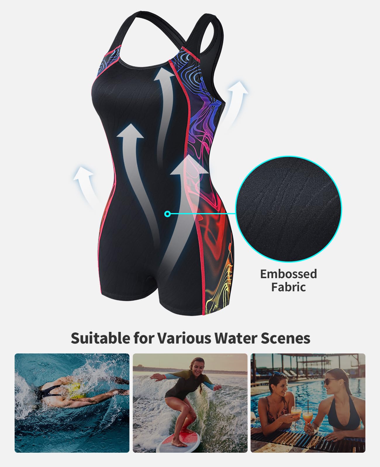 Beautyin Women's One Piece Swimsuits - Athletic Boyleg Swimwear for Training & Swimming | Conservative Bathing Suits for Women | Perfect for Pool Workouts, Beach Volleyball & Water Aerobics