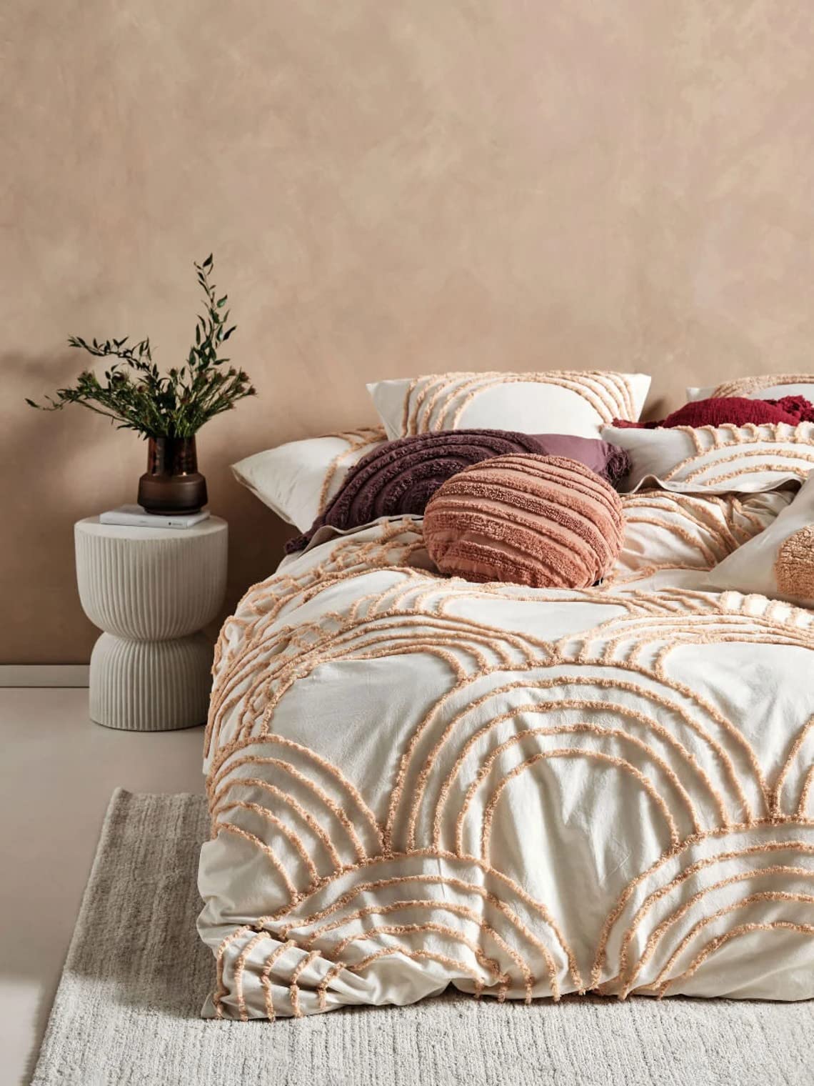3 Piece Tufted Cotton Duvet Cover Set - Boho Style Bedding for Queen & King Size Beds with Matching Pillowcases by Craft Aura (Twin XL 59x102 Inches, Ivory) | Perfect for Bohemian Bedroom Decor & Guest Room Styling