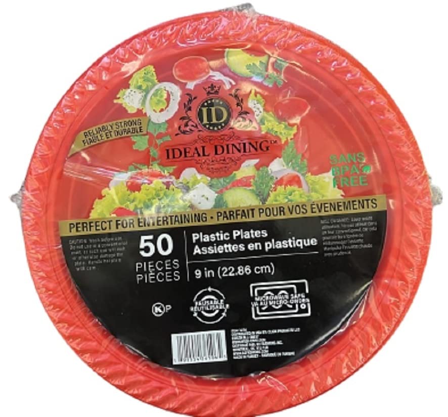 Nicole Fantani 9-Inch Disposable Red Plastic Plates - Microwave Safe, Bulk Pack of 1000 for Restaurants, Hotels, Delis & Elegant Parties - Perfect for Catering, BBQs, Weddings & Outdoor Events