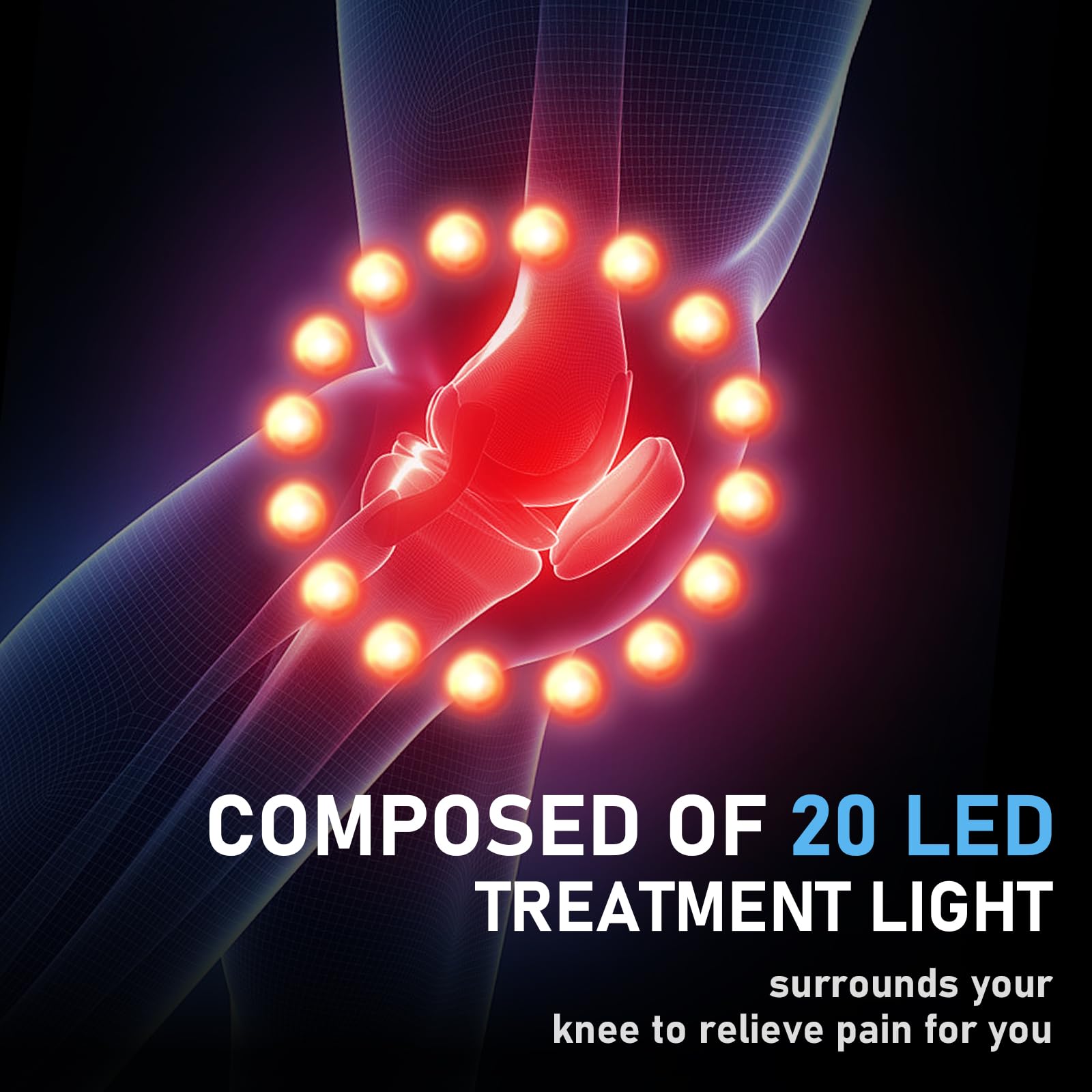 4-in-1 Cordless Knee Massager with Heating, Vibration & Red Light Therapy - Portable 3D Massage for Pain Relief - Rechargeable Gift for Family, Friends - Perfect for Arthritis, Sports Recovery & Home Relaxation