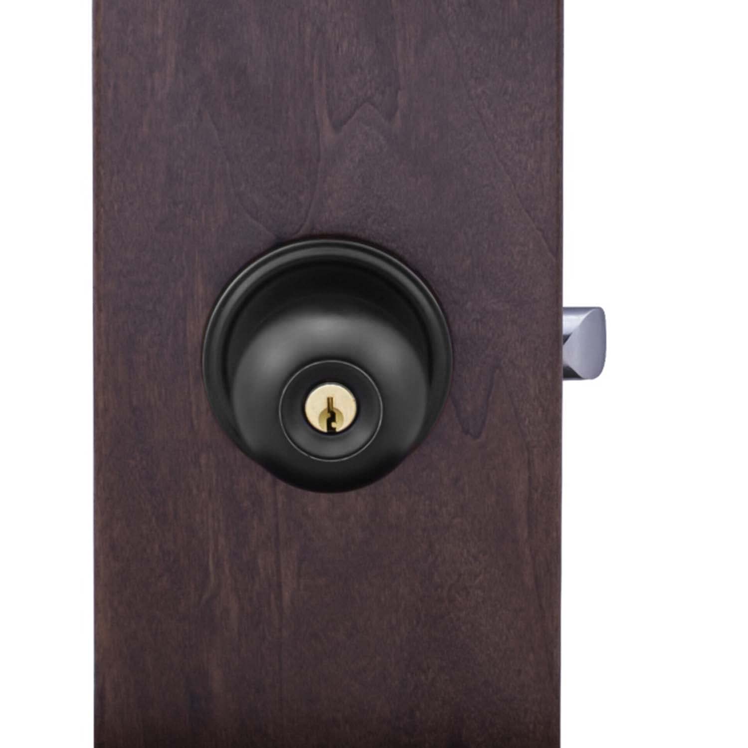 Matte Black Door Knobs with Key - 2 Pack for Bedroom & Bathroom