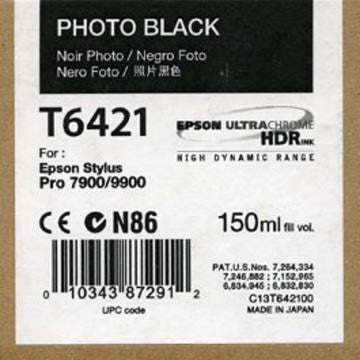 Epson T642100 Ultrachrome HDR Ink Cartridge 150ml - Photo Black for Epson 7900/7890/9890/9900 Printers | High-Quality Photo Printing for Professional Photography & Fine Art Reproduction