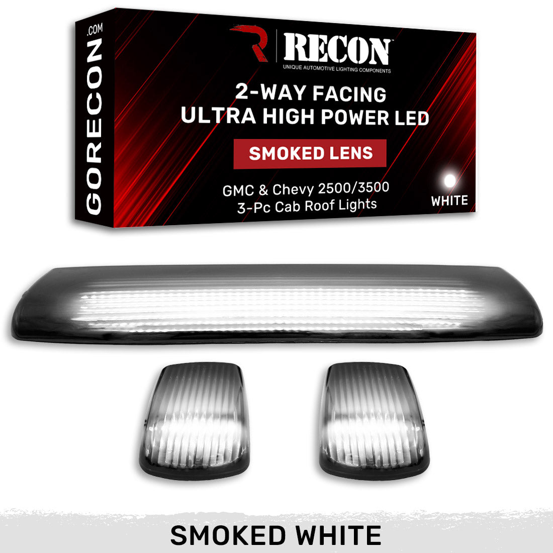 GMC & Chevy 2015-2019 Heavy Duty 3-Piece Cab Roof Light Bar Kit with 2-Way Front & Rear Facing Ultra High Power LEDs - Multiple Lens & Color Options - Perfect for Off-Roading, Emergency Vehicles & Work Trucks