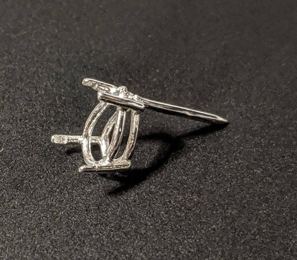 9x6mm 10x7mm 12x8mm Pear-Shaped Sterling Silver or 14K Gold Tie Tack with 4 Prongs - Custom Gemstone Tie Pin for DIY Jewelry Making - Perfect for Formal Events, Weddings & Gifts