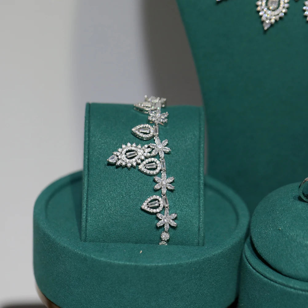 Luxury AAA Zirconia Bridal Jewelry Set 4PCS - Wedding & Party Accessories for Bride, Bridesmaids, and Special Occasions | Elegant Necklace, Earrings, Bracelet & Ring Set